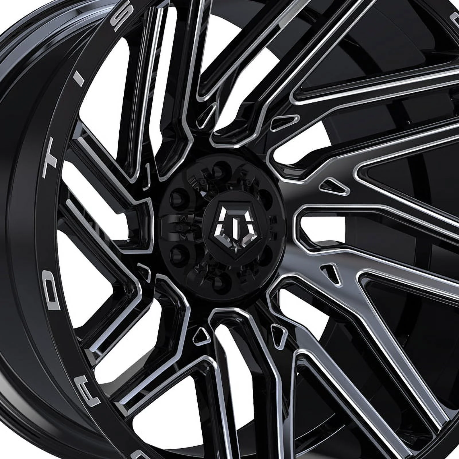 TIS 554BM 20X12 8X170 44ET 125.2CB GLOSS BLACK W/ MILLED SPOKE ACCENTS & LIP LOGO WHEEL