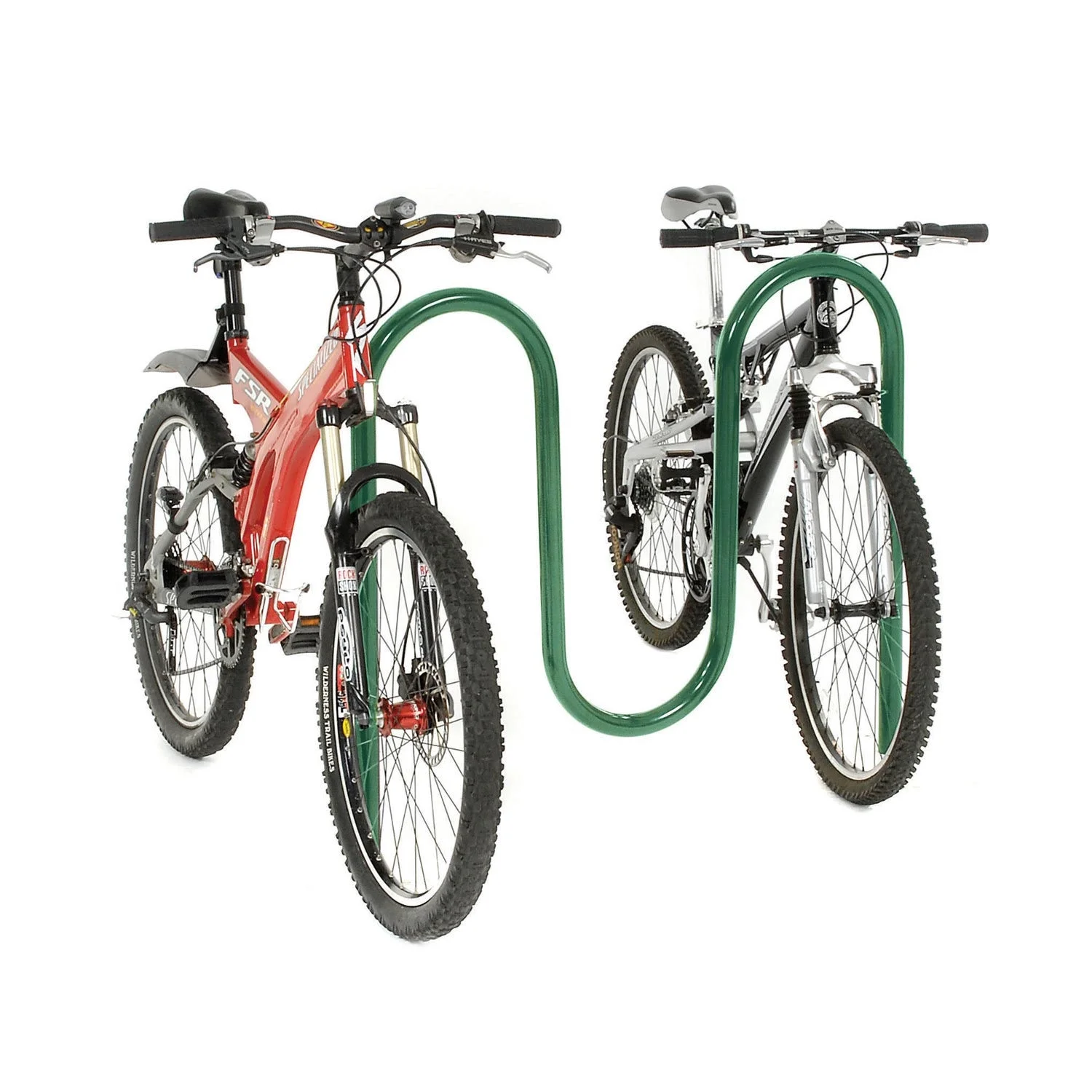 Wave Bike Rack, Green, Below Ground Mount, 5-Bike Capacity