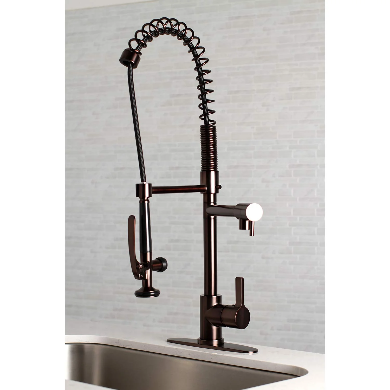 Gourmetier LS8505CTL Continental Single-Handle Pre-Rinse Kitchen Faucet, Oil Rubbed Bronze - 8 x 9.81 x 28.25 in.