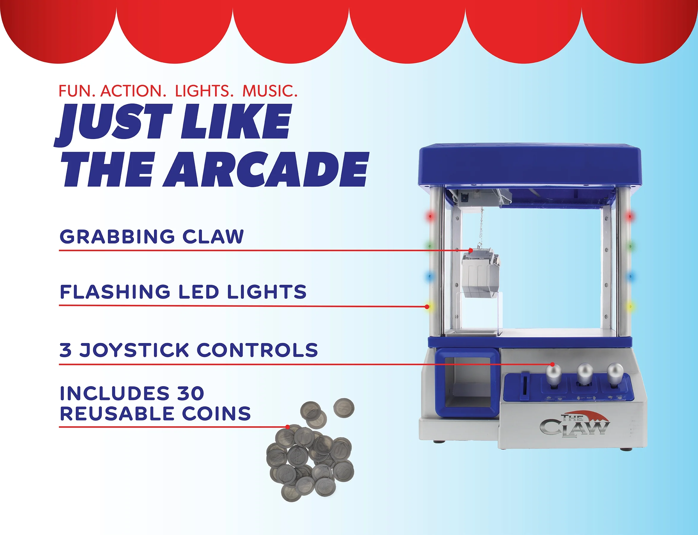 Mini Claw Machine For Kids, Blue - Fill With Prizes and Candy