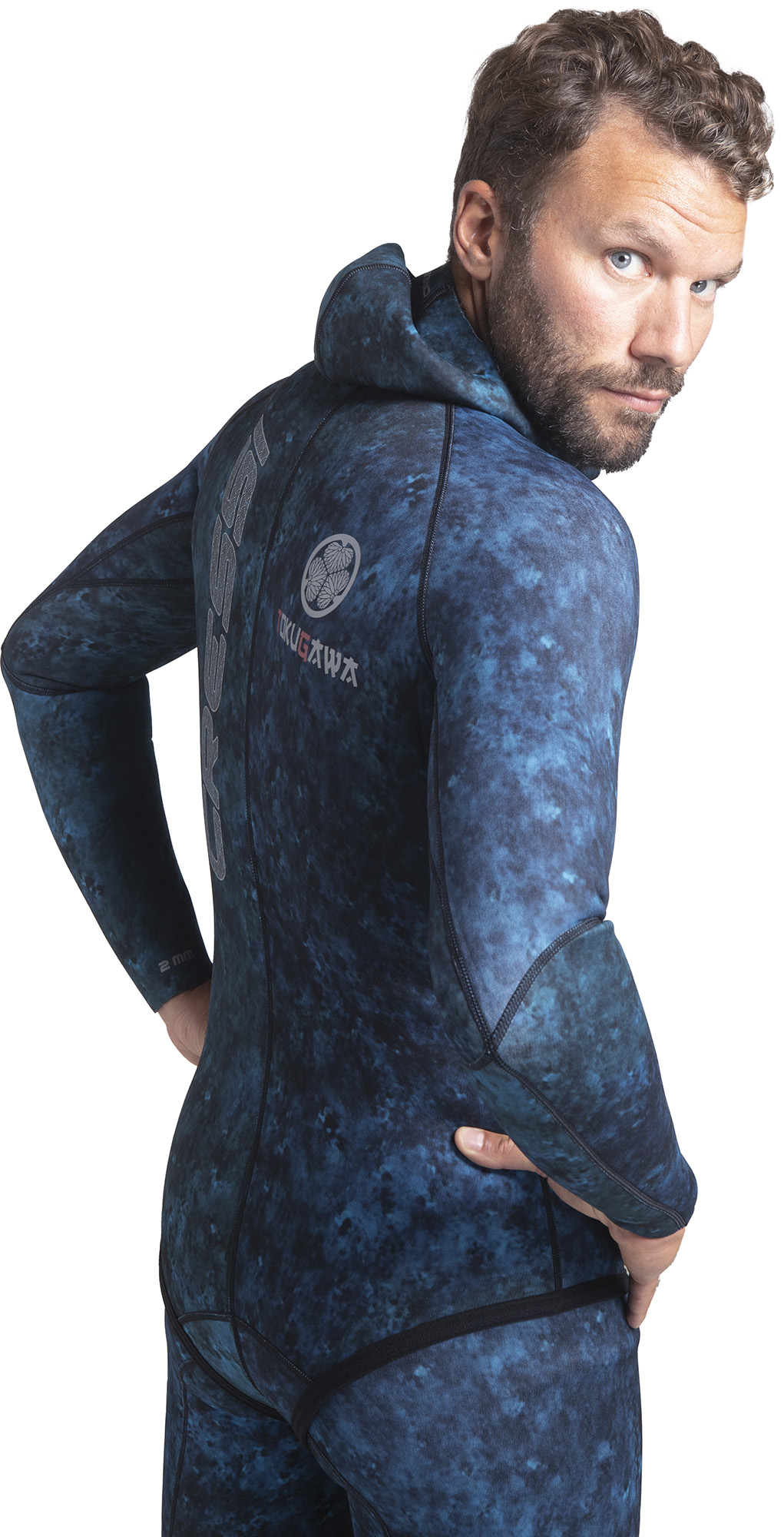 Cressi Tokugawa Open Cell w/Hood 3.5mm Man (blue camo) [L/4] (Large, Blue Camo)