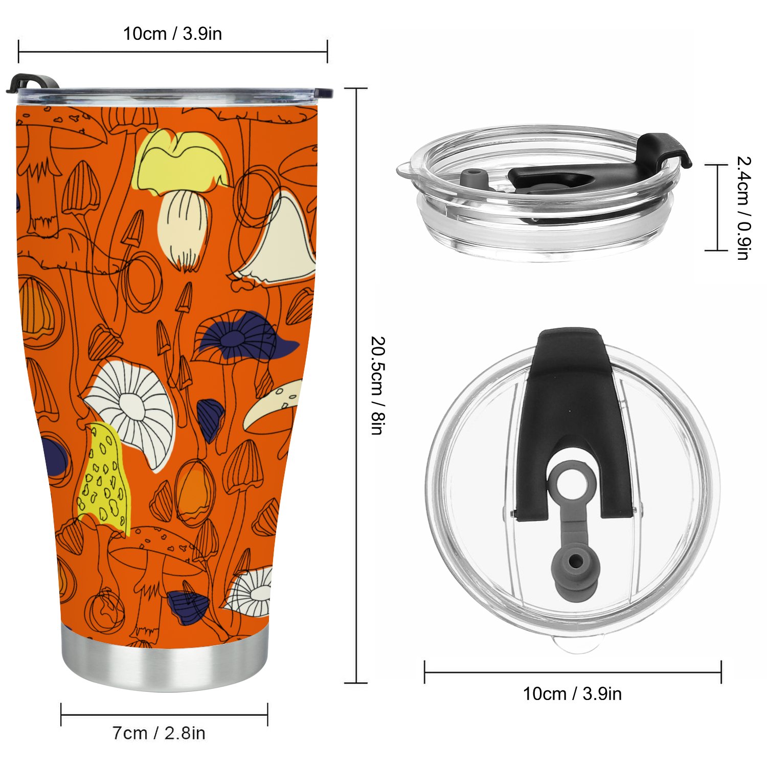 Hidove Stainless Steel Tumbler, Mushroom Pattern 30oz Leak Proof & Stainless Steel Bottle for Hot & Cold Drinks - Coffee Travel Mug, Water Metal Canteen, Thermal Cup