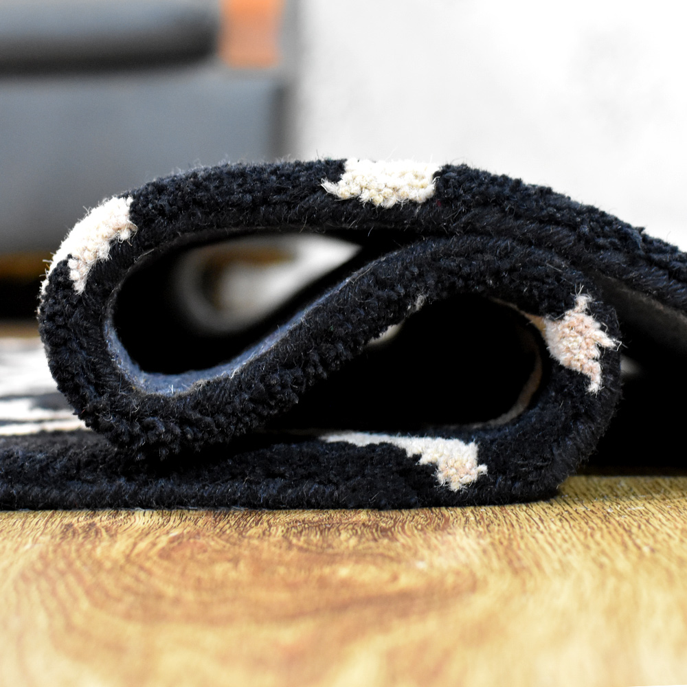 Rugsotic Carpets Hand Tufted, Geometric Wool Runner Area Rug, Black,White, 2'6