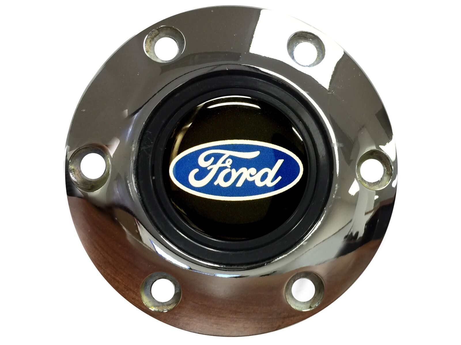 VSW 6-Bolt Chrome Horn Button with Ford Blue Oval Emblem STE1001CHR