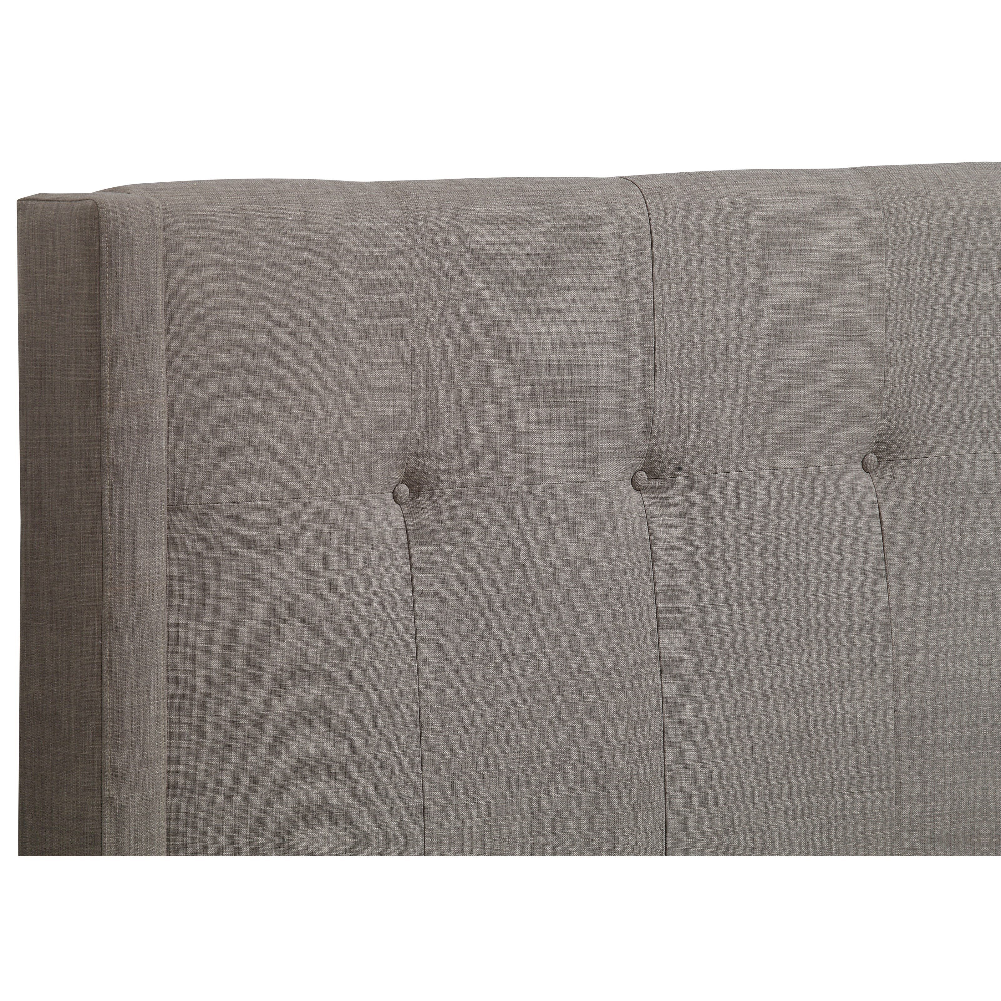 Manhattan Classic E King Headboard Bed in Linen Dark Grey Fabric with Button Tufting