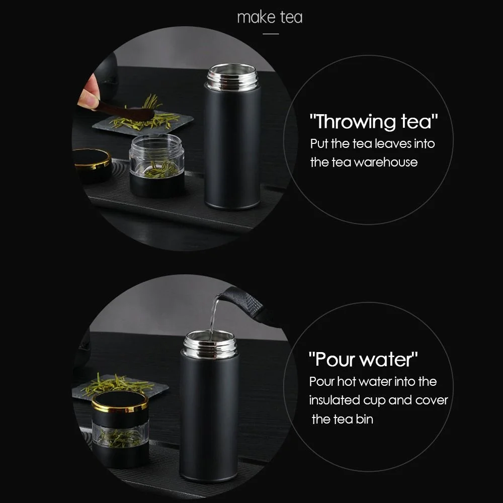 Drinkware Vacuum Flasks LED Display Miniature Water Bottle Premium Travel  Mug Tea and Water Separation Thermos Cup Intelligent Temperature Display BLUE