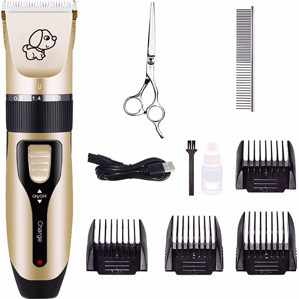 Dog Shaver Clippers Low noise Rechargeable Cordless Electric Quiet Hair Clippers Set for Small/Large Cats Dogs -Gold