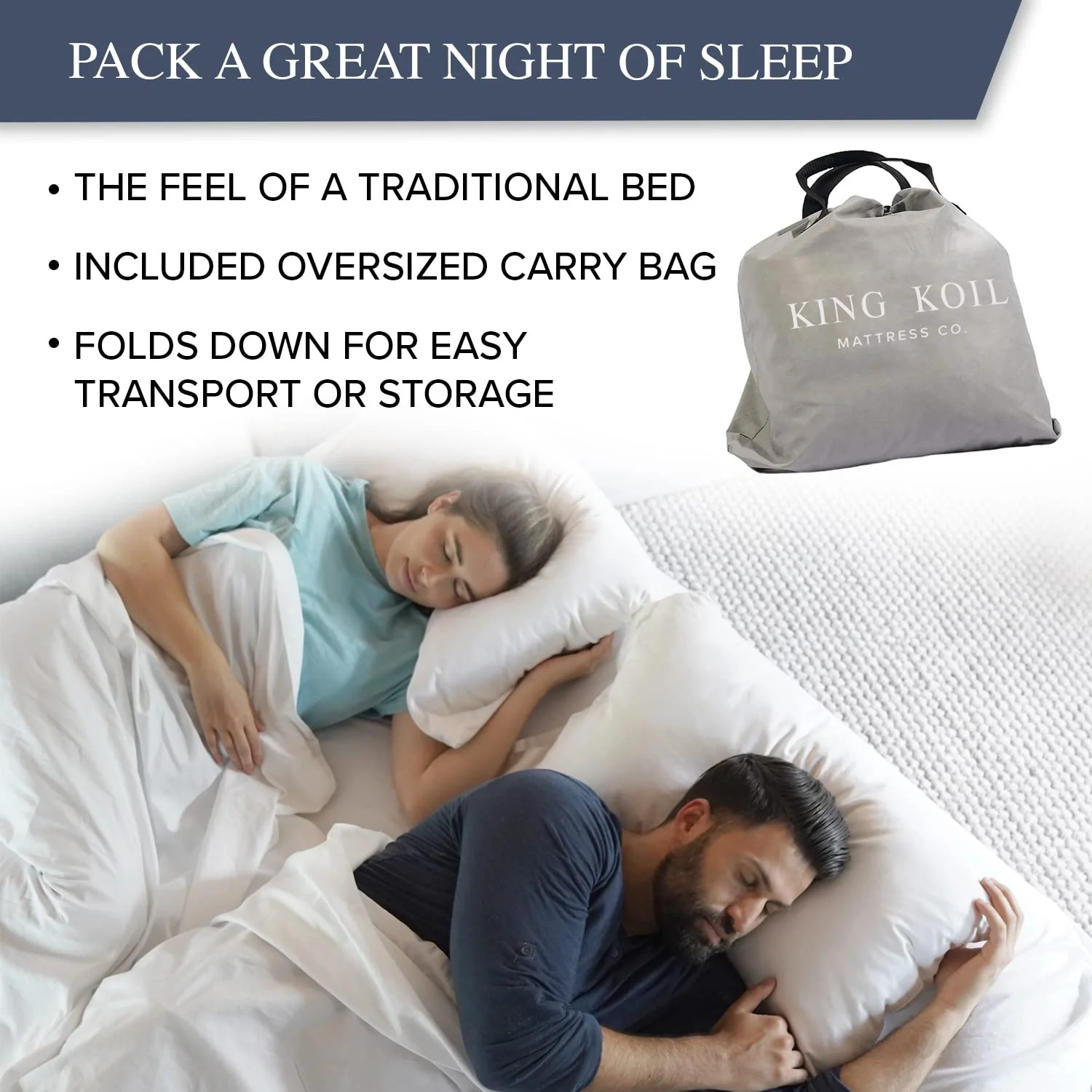 King Koil Luxury 13in Queen Air Mattress with Built-in Pump for Home, Camping & Guests - Queen Size Inflatable Airbed Luxury Double High Adjustable Blow Up Mattress, Durable Portable Waterproof