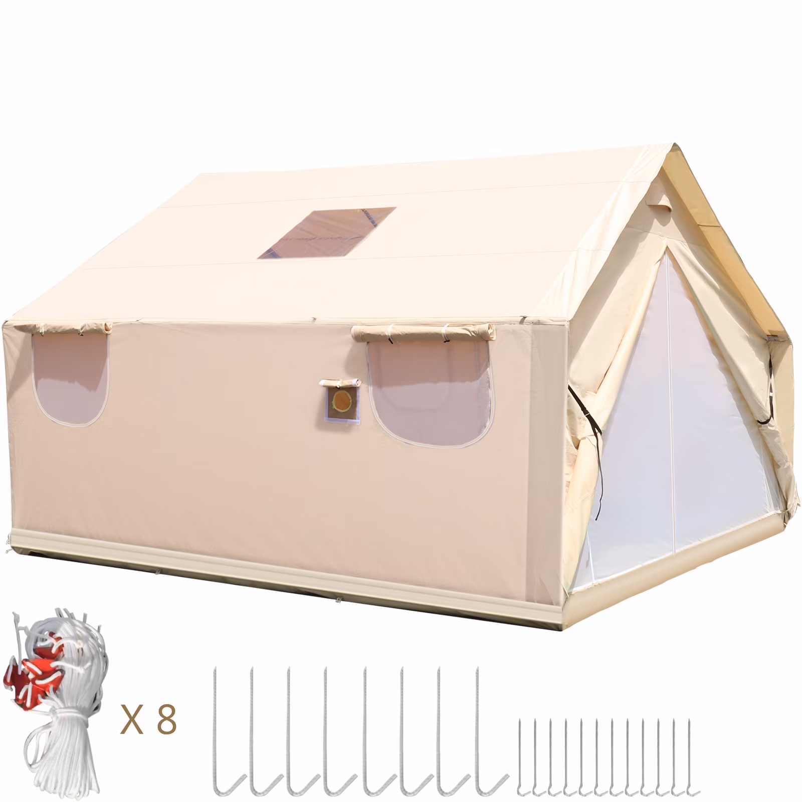 VEVOR Canvas Wall Tent 14X16ft, Wall Tent with PVC Storm Flap, Large Canvas Wall Tent Waterproof, Camping Canvas Tents with Stove Hole for 8-10 People Outdoor Camping Hiking Party Hunting