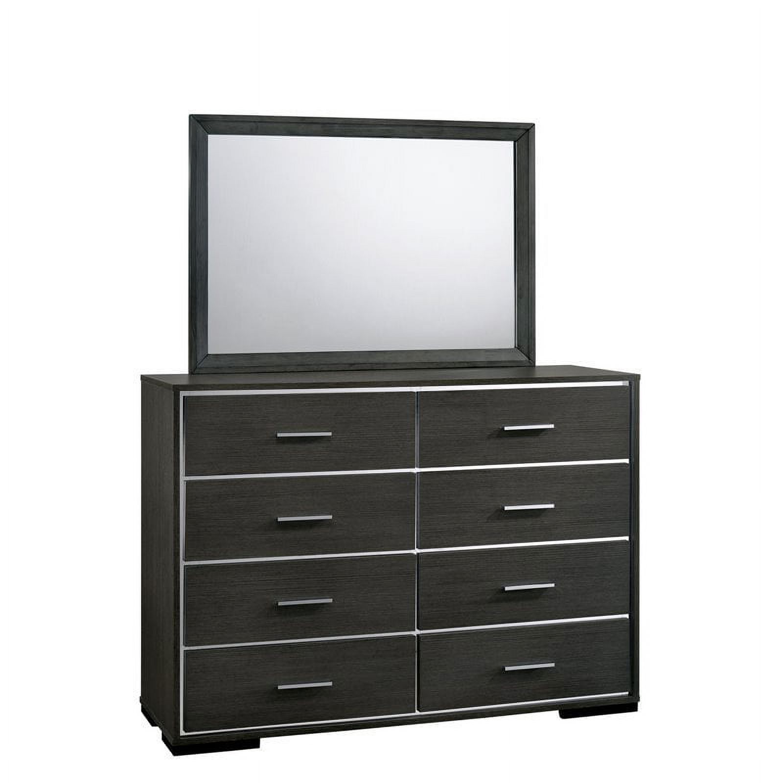 Bowery Hill 2-Piece Contemporary Wood Dresser and Mirror in Warm Gray