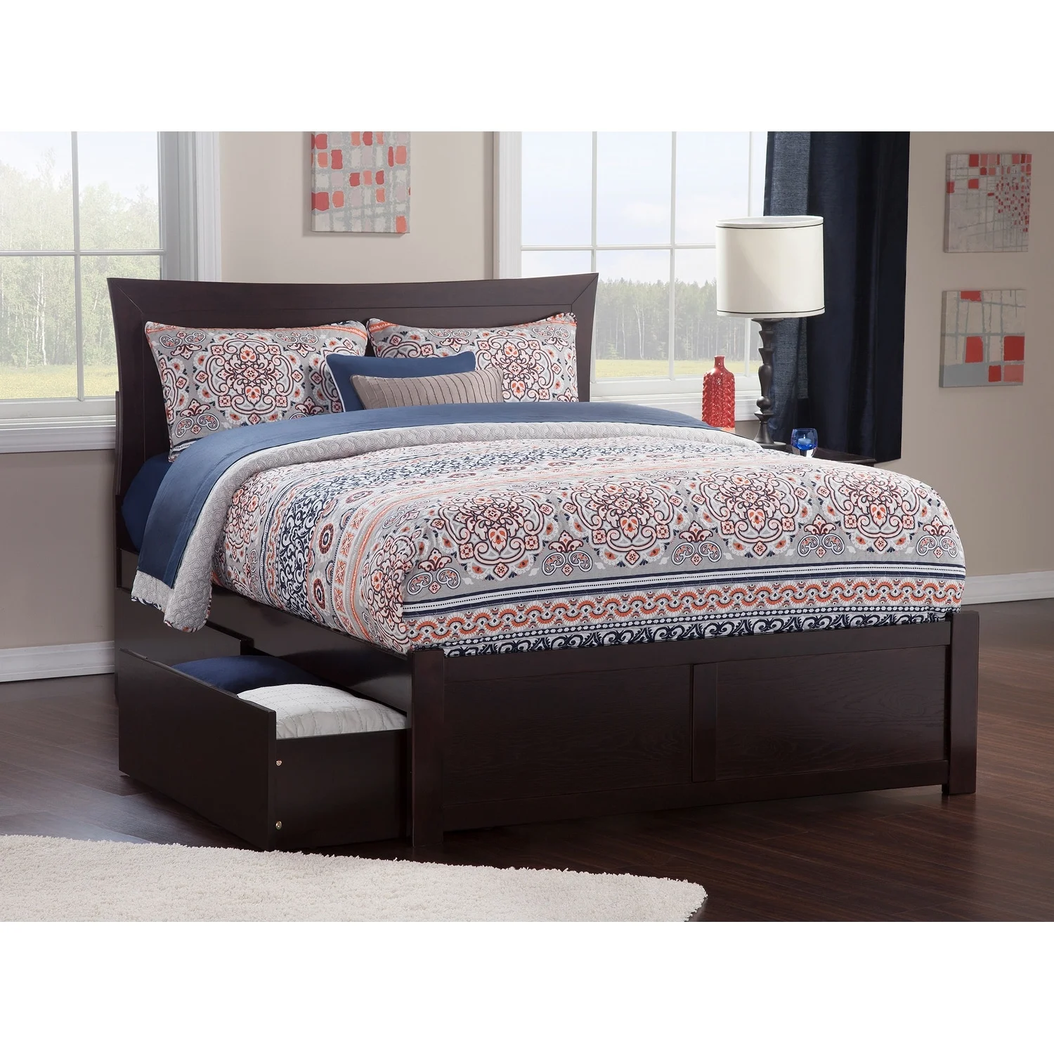 AFI Metro King Platform Bed with Footboard and 2 Drawers in Espresso