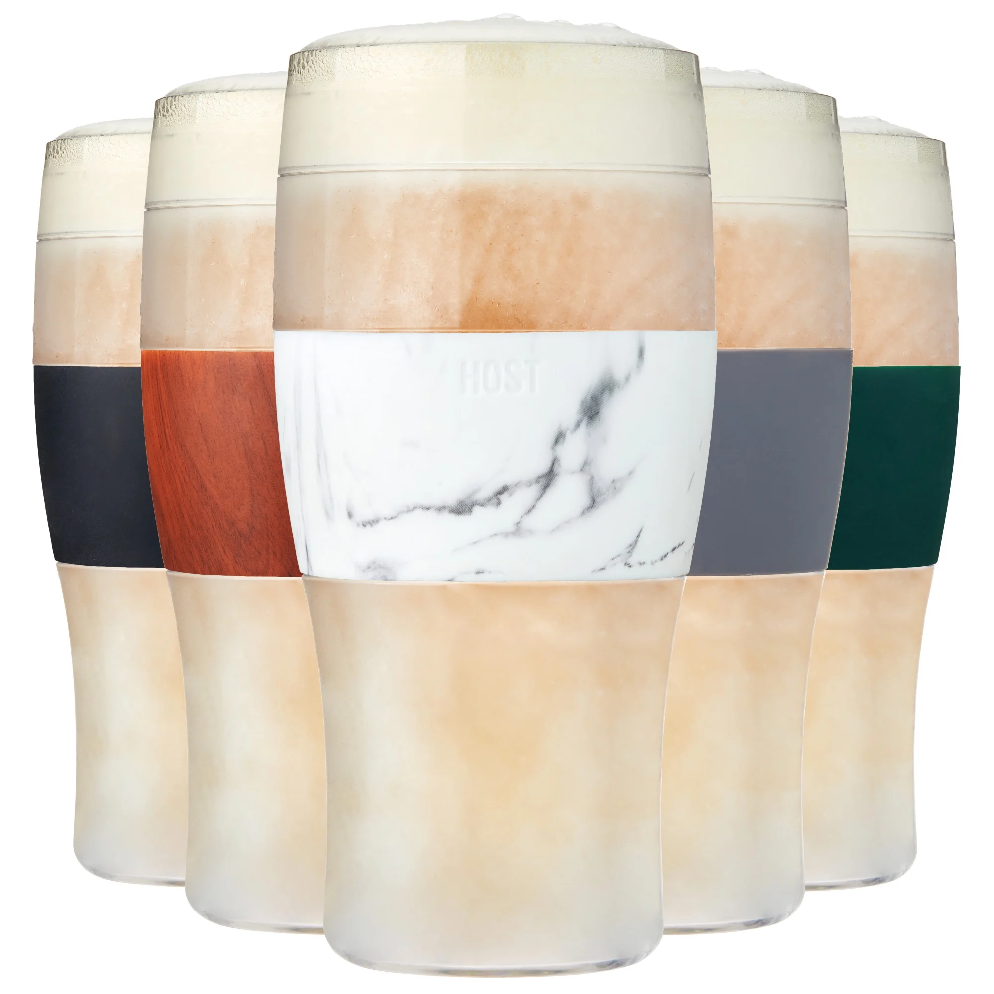 Host Freeze Beer Glasses - Double Walled Insulated Plastic Pint Glasses, Marble