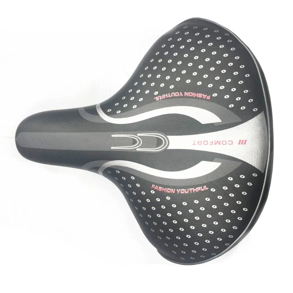 Siaonvr Comfort Extra Wide Big Bum Bike Bicycle Gel Soft Pad Saddle Seat Sporty Black