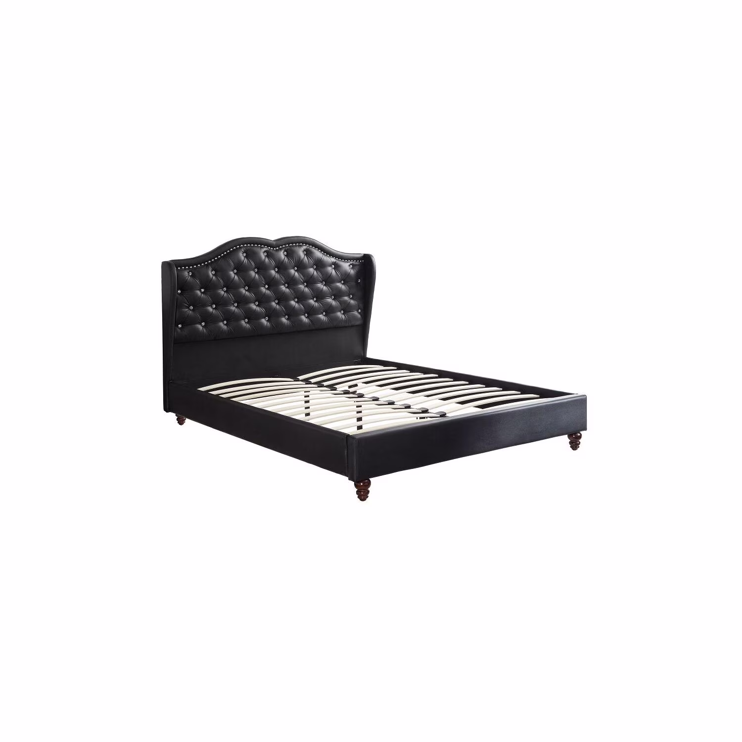 Benzara BM171717 50 x 86 x 76 in. California King Size Faux Leather Upholstered Bed - Black