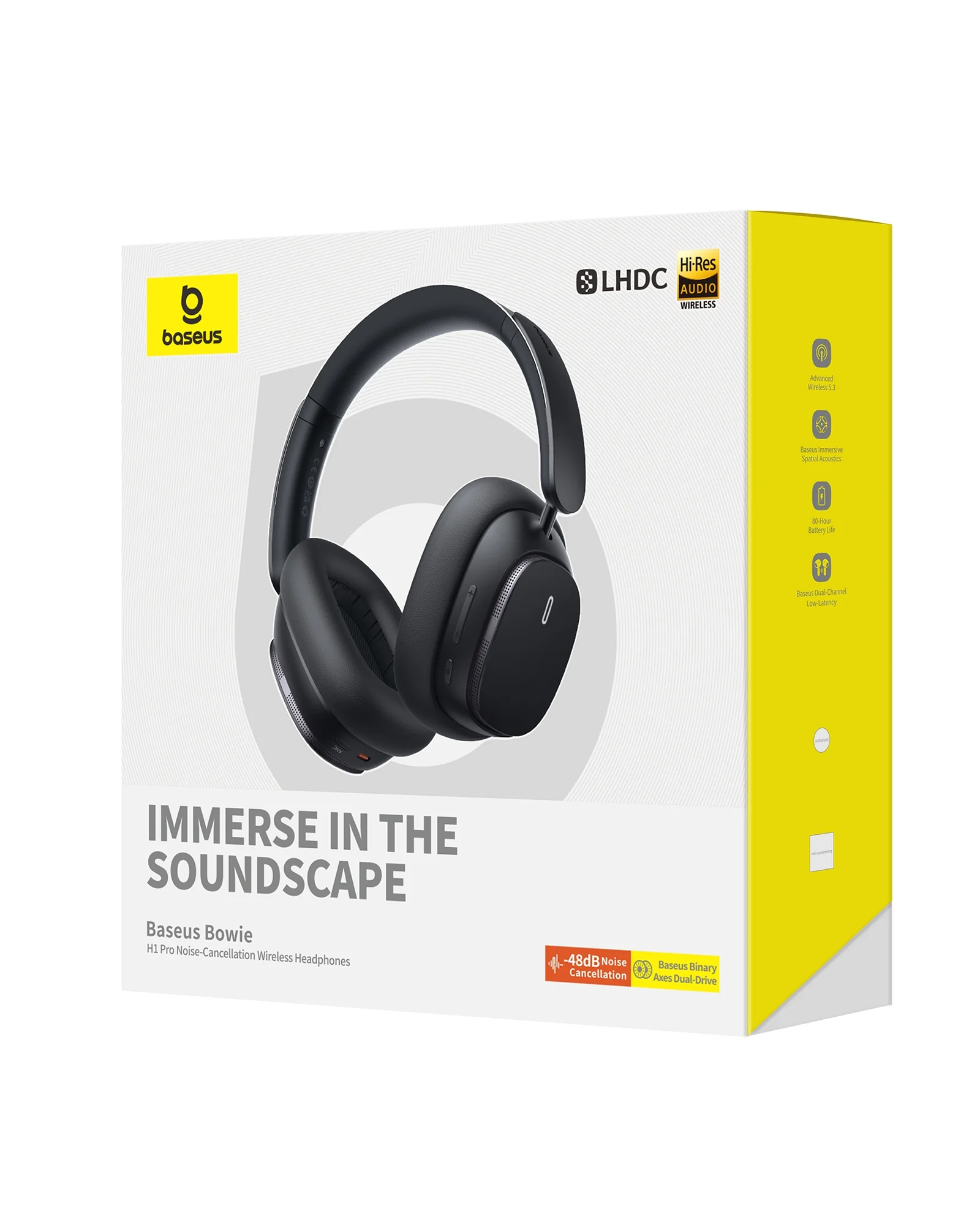 Baseus Bowie H1 Pro Noise-Cancellation Wireless Bluetooth Headphones Cluster Black