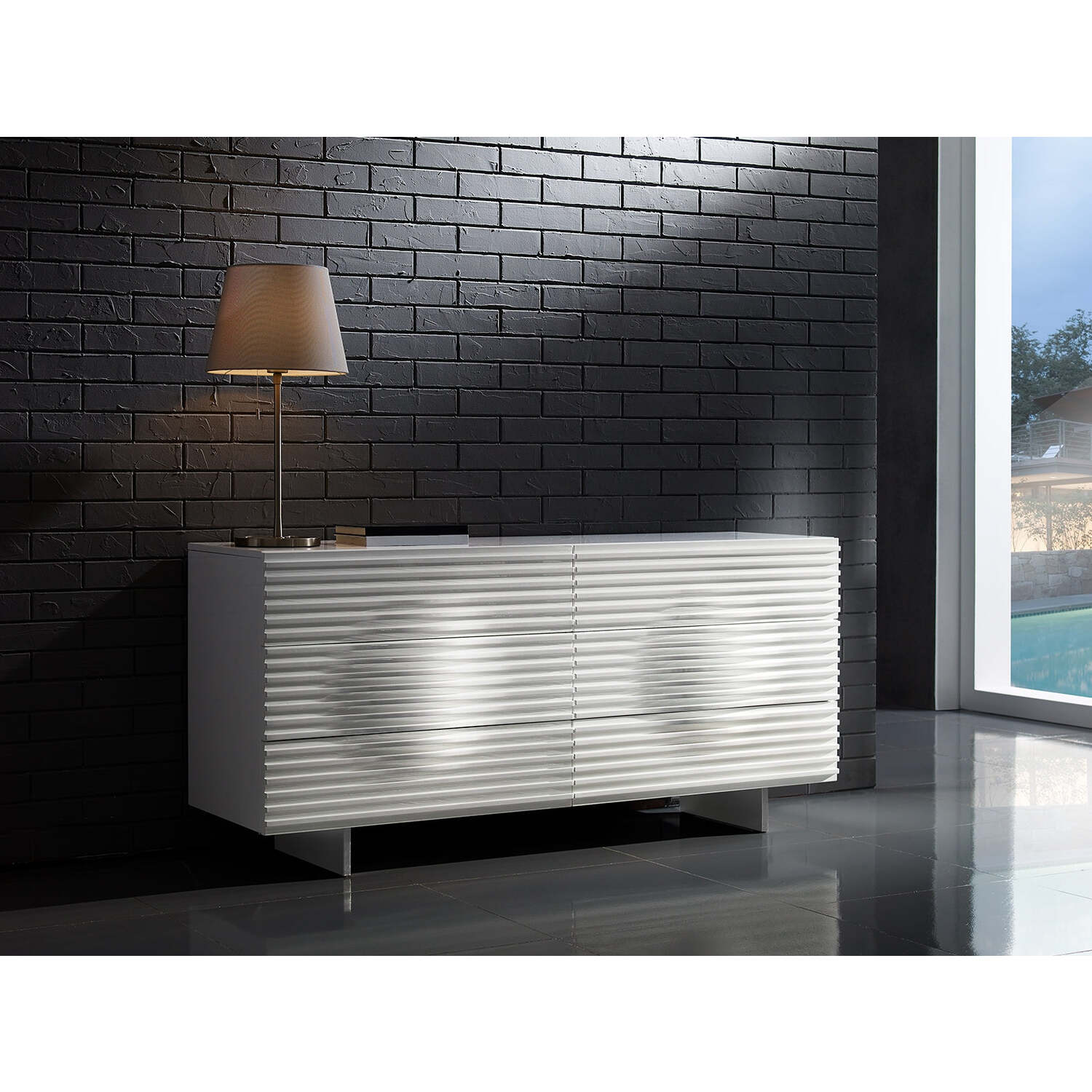 Casabianca Home Moon dresser in white high gloss.