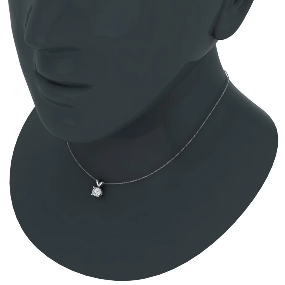 2/3 CT TW Round Brilliant Diamond Pendant Necklace for Women 14K White Gold (G, SI)