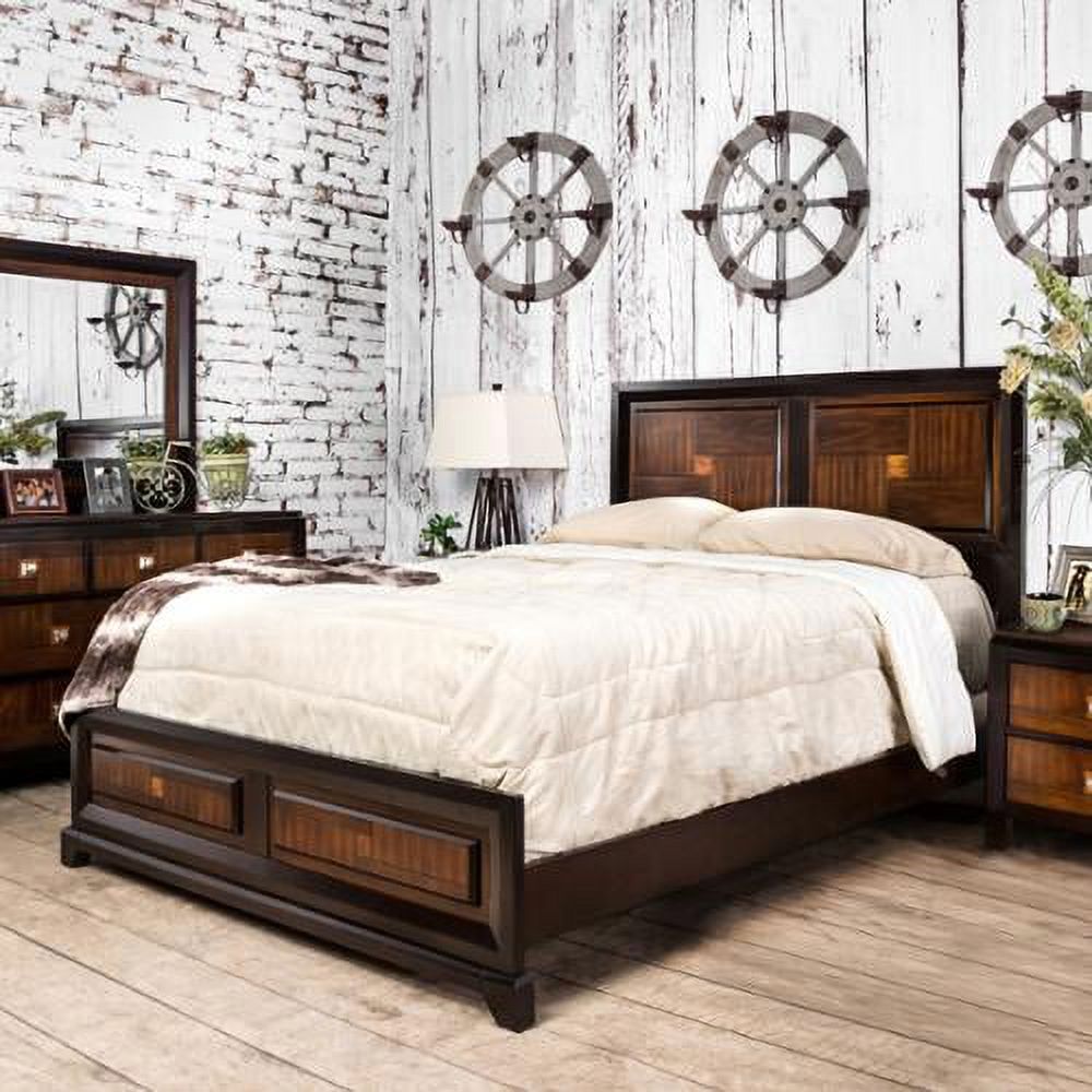 Furniture of America  Wigh Rustic Walnut Solid Wood Panel Bed Eastern King