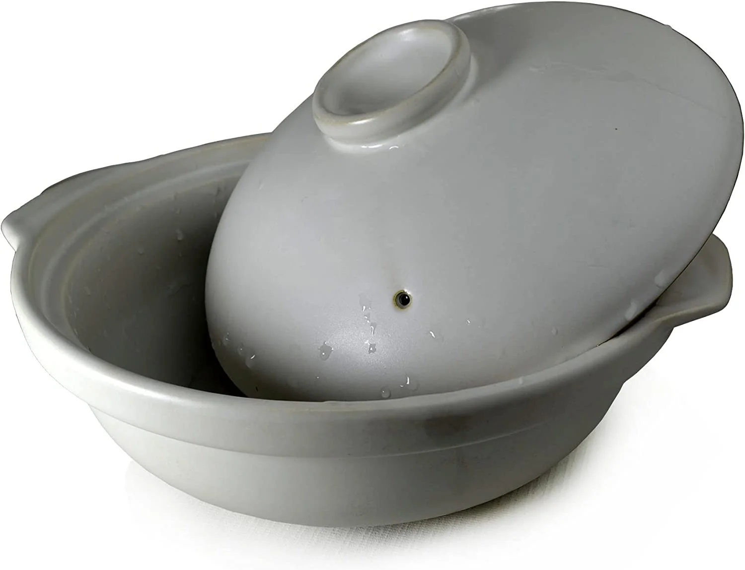 Casserole Clay Pot Heat-resistant Premium Ceramic Bowls Lid Cooking Soup Black White (Black 60oz)