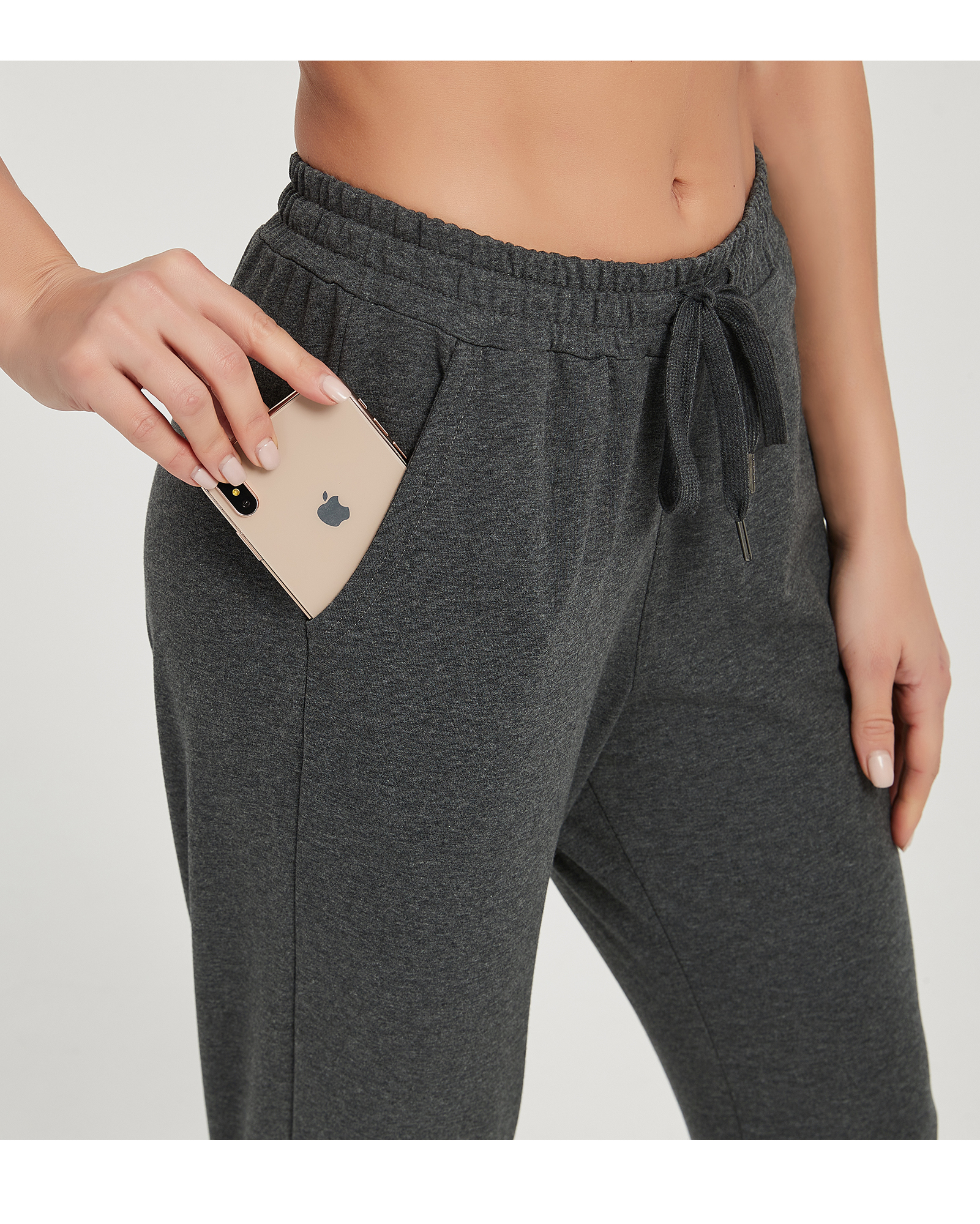 Stelle Women's Cotton Capri Joggers Pants with Side Pockets Workout Sweatpants,Drawstring Waist Running Yoga Athletic Tapered Casual Pants Lightweight Lounge Pants 20