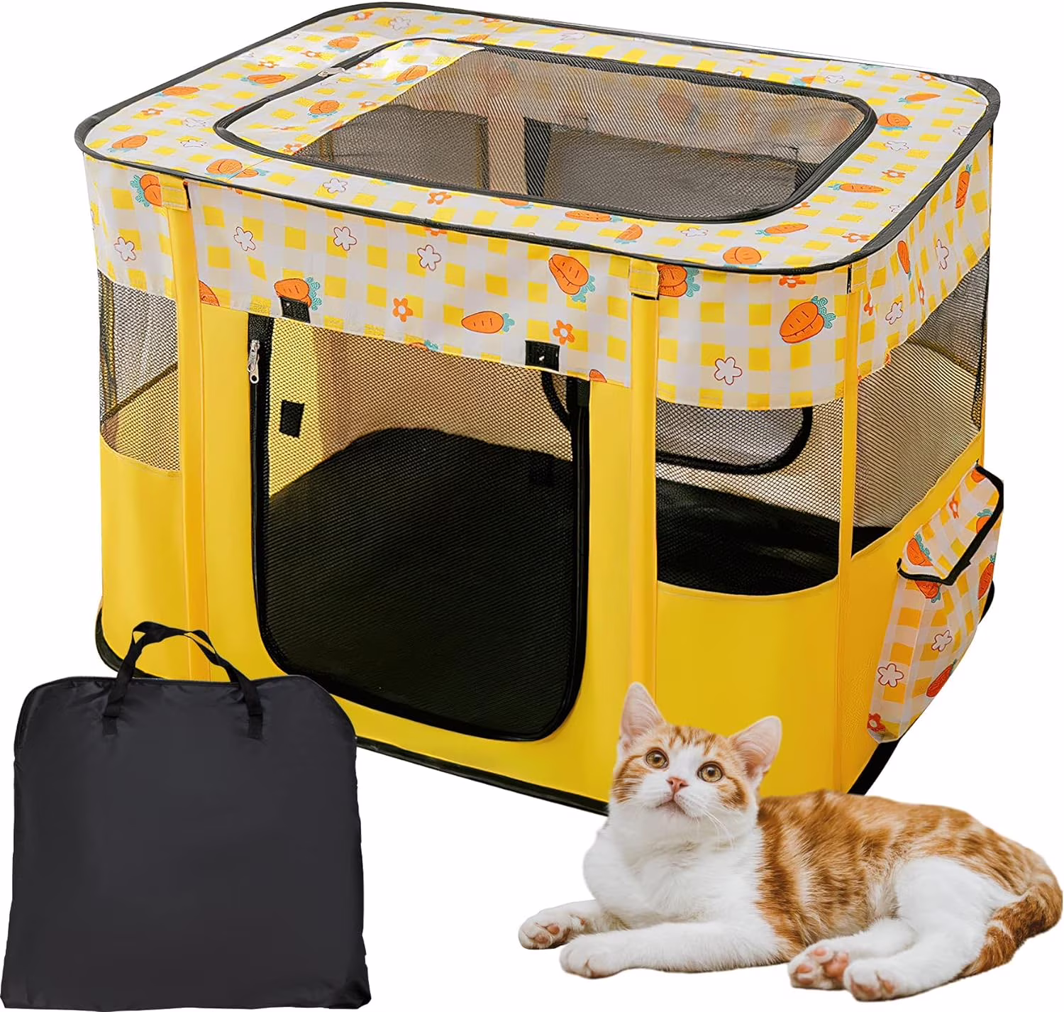 Portable Pet Playpen, Foldable Exercise Play Tent Kennel Crate for Puppy Dog  Cat Bunny, Great for Indoor Outdoor Travel Camping Use, Come with Free Carring Case, 600D Oxford