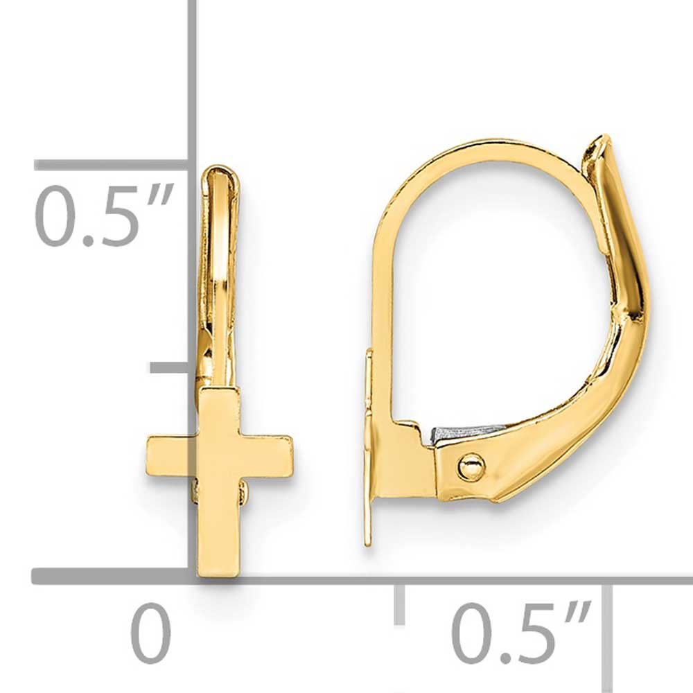 Finest Gold 14K Yellow Gold Madi K Polished Cross Leverback Earrings