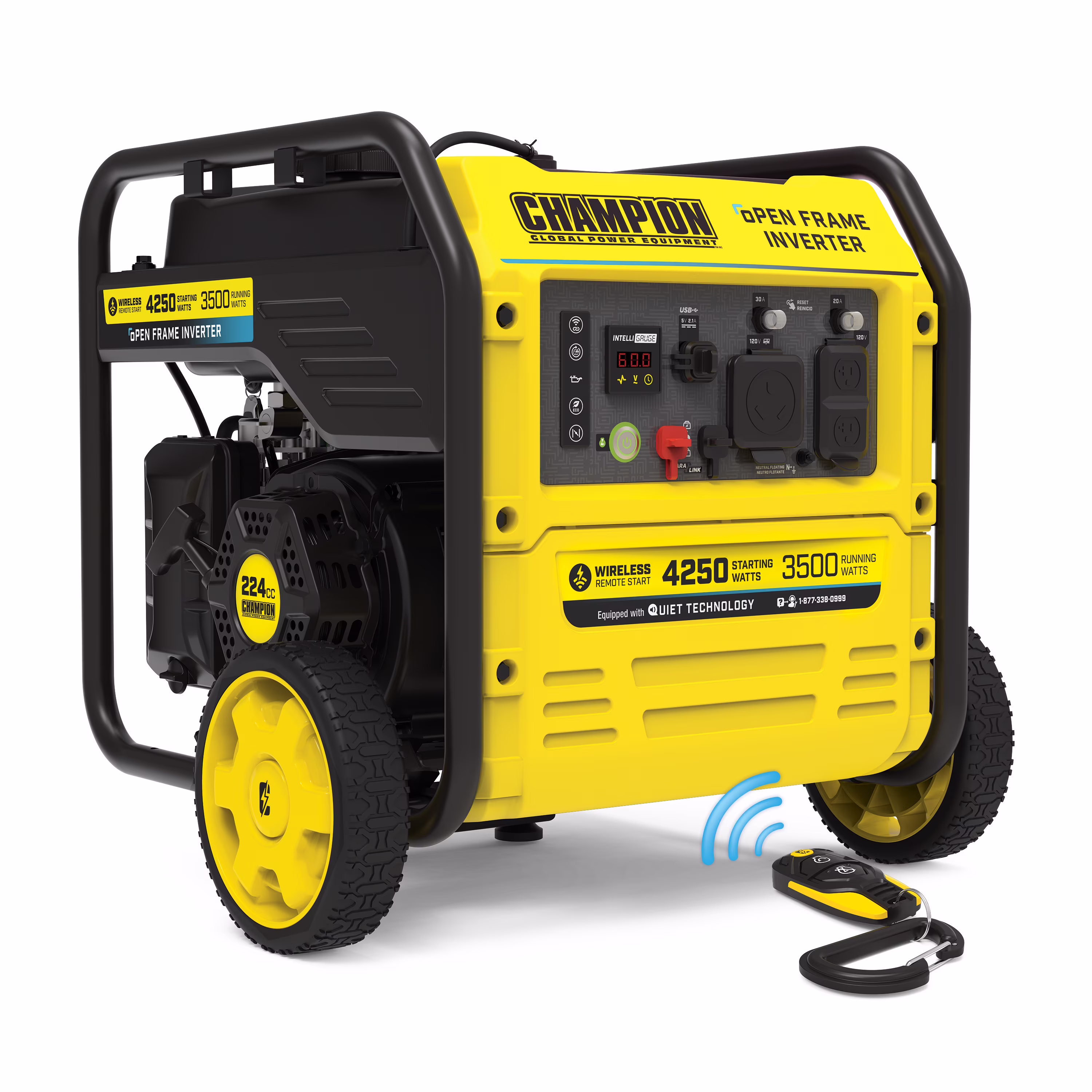 Champion Power Equipment 4250-Watt Wireless Remote Start Open Frame Gasoline Inverter Generator