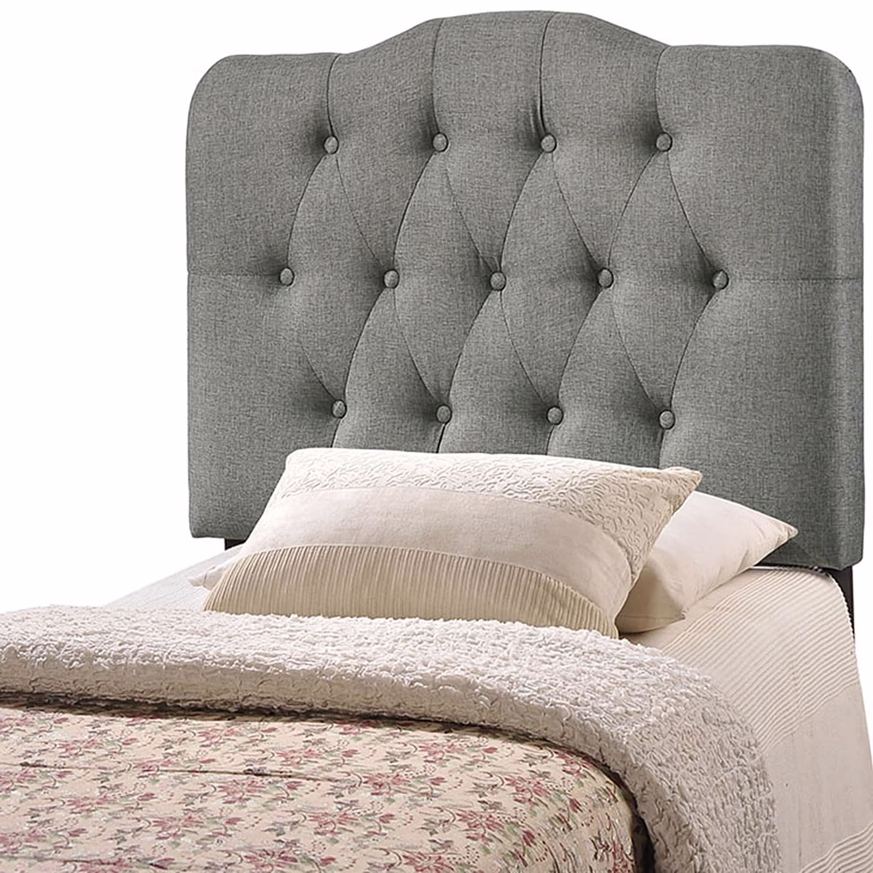 BSD National Supplies Kenmore Grey Fabric Upholstered Tufted Twin Size Headboard