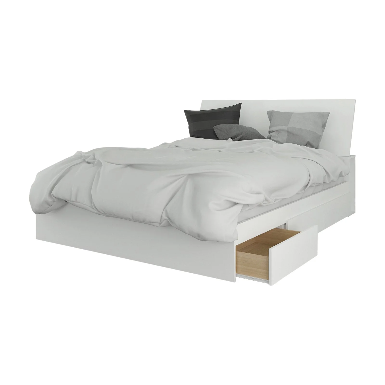 Nexera Blvd 3 Drawer Storage Platform Bed - White