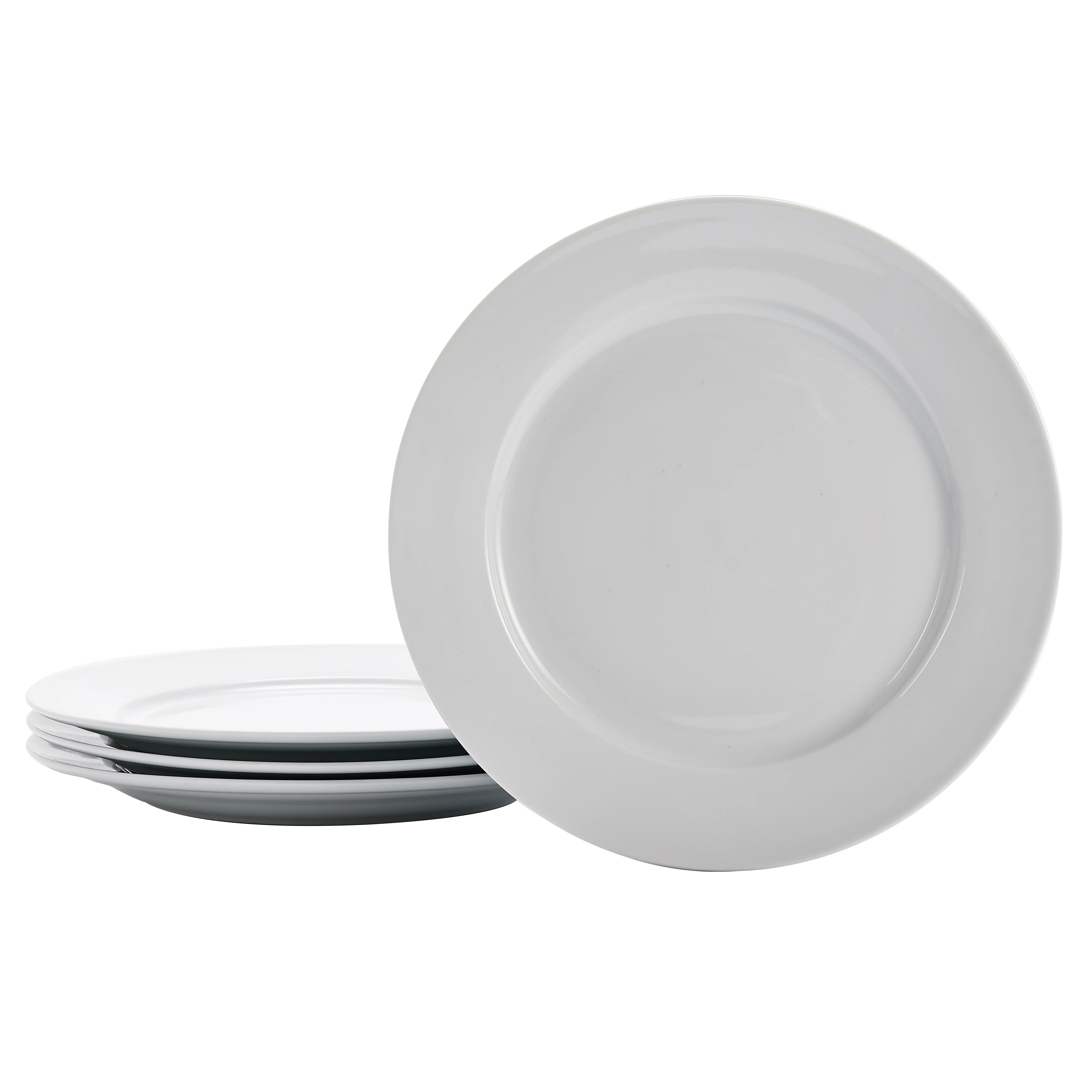 Bico White Porcelain 11.5 inch Dinner Plates, Set of 4, for Pasta, Salad, Maincourse, Microwave & Dishwasher Safe