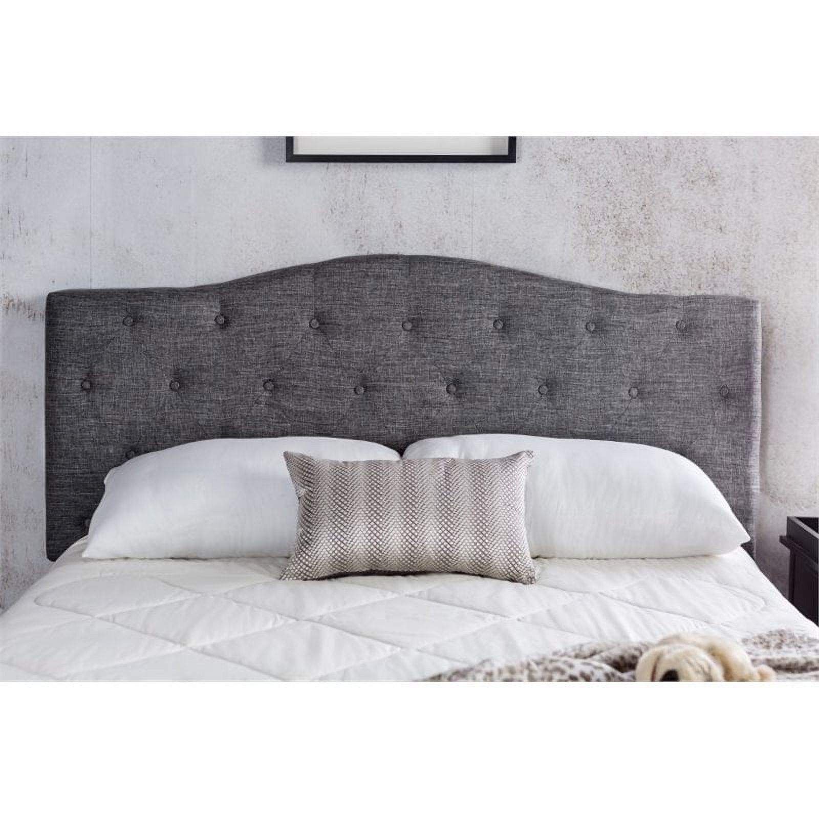 Bowery Hill Contemporary Fabric Full Queen Tufted Headboard in Gray