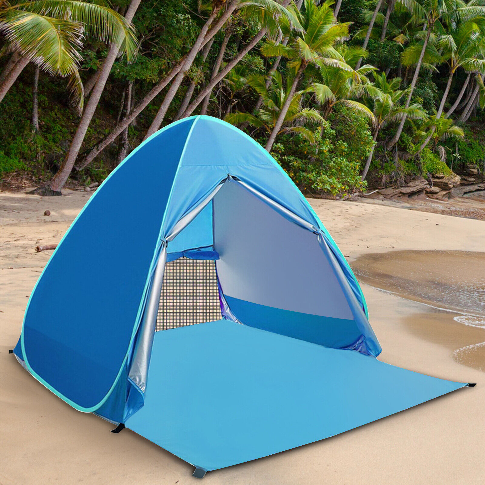 Pop Up Beach Tent Sun Shade Shelter Anti-UV Outdoor Camping Portable Blue Canopy