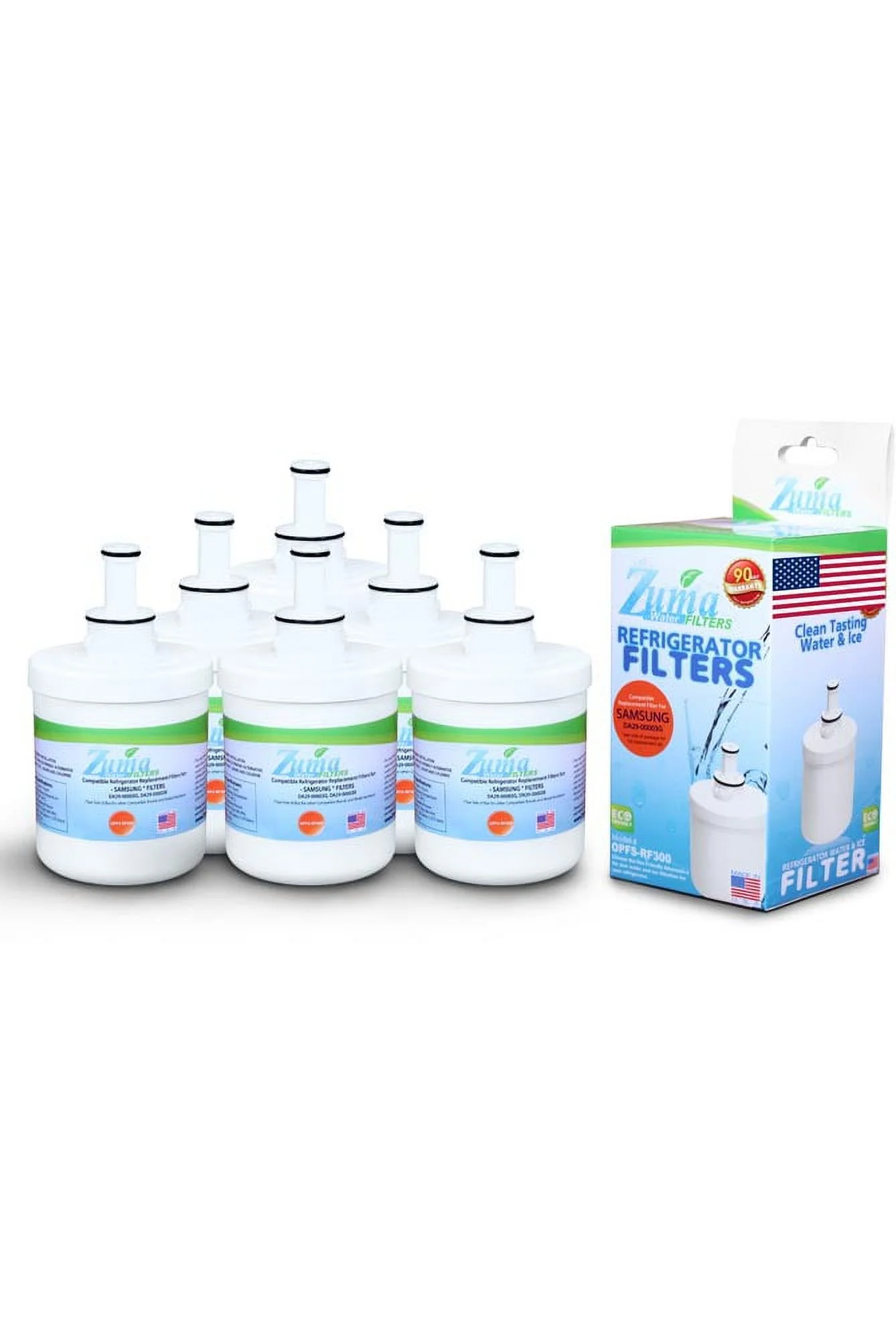 ZUMA Brand , Water and Ice Filter , Model # OPFS-RF300 , Compatible with Samsung® DA2900003B - 6 Pack - Made in U.S.A.