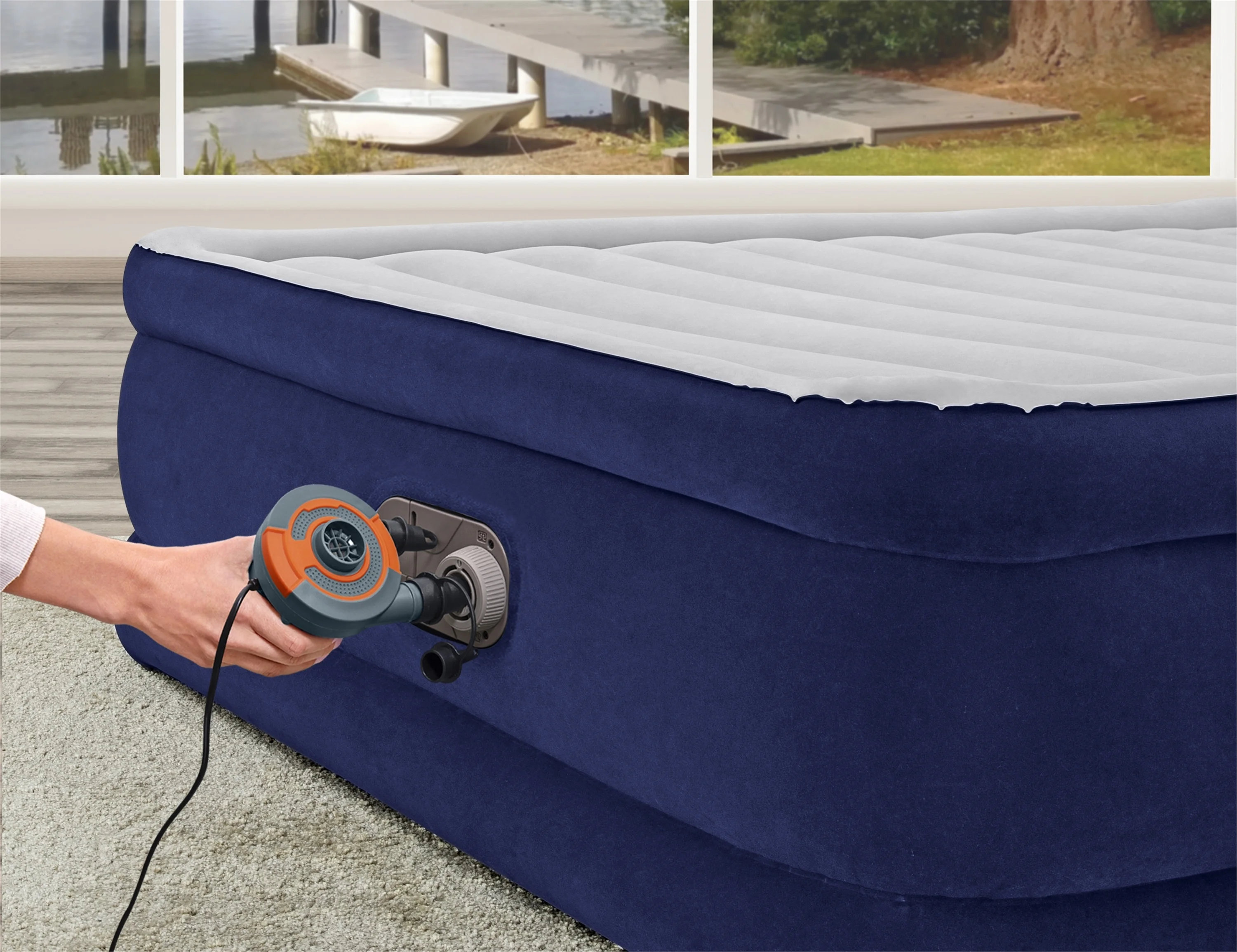 Bestway Tritech Air Mattress Queen 22 in. with Built-in AC Pump and Antimicrobial Coating