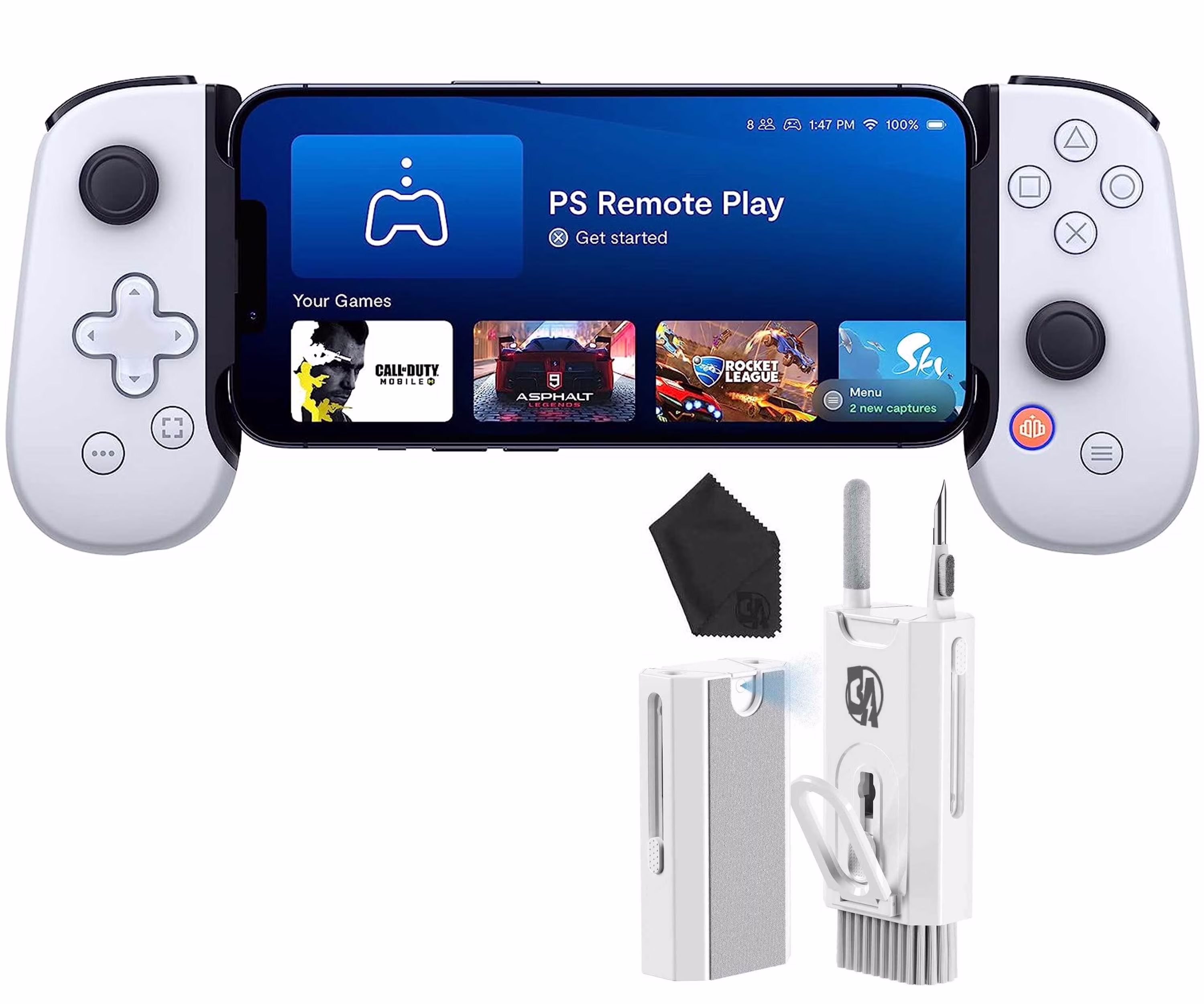 Pre-Owned One Mobile Gaming Controller for iPhone - Turn Your iPhone into a Gaming Console - Play Xbox, PlayStation, Call of Duty, & More BOLT AXTION Bundle (Refurbished: Like New)