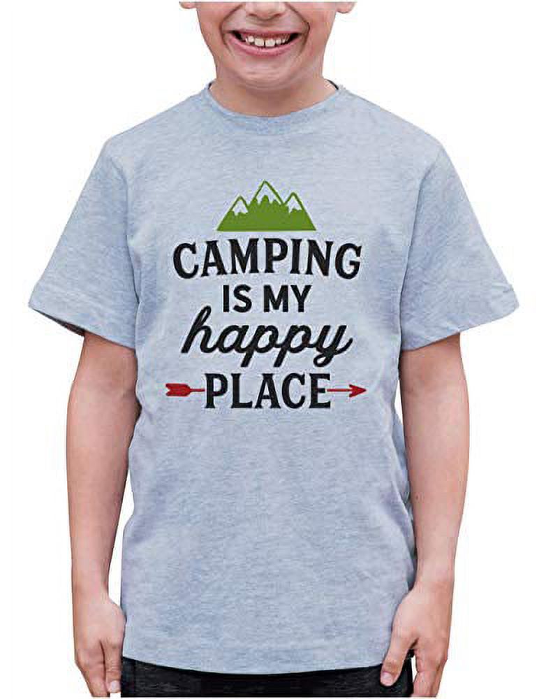 7 ate 9 Apparel Kid's Camping is My Happy Place Grey T-Shirt