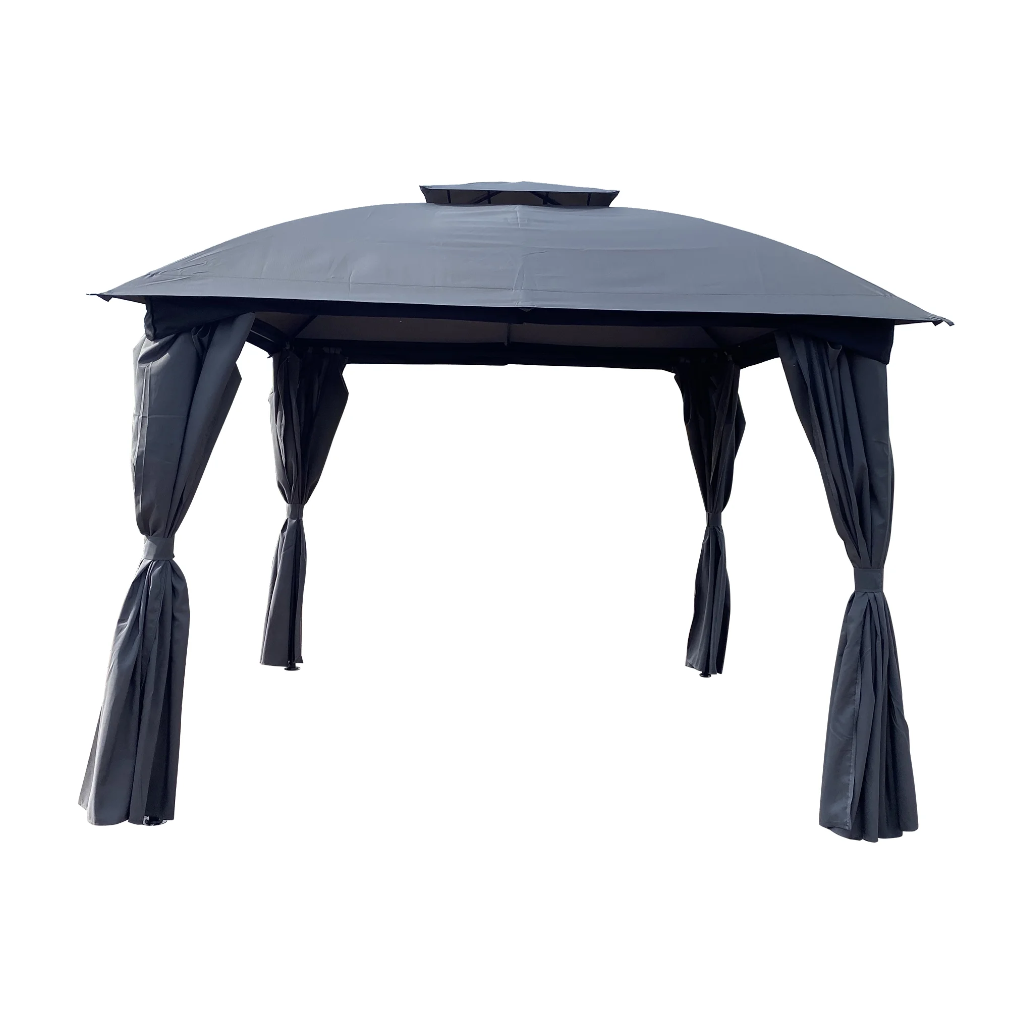 Unique Choice 10 x 10 ft Outdoor Patio Steel Gazebo With Curtain, Gray