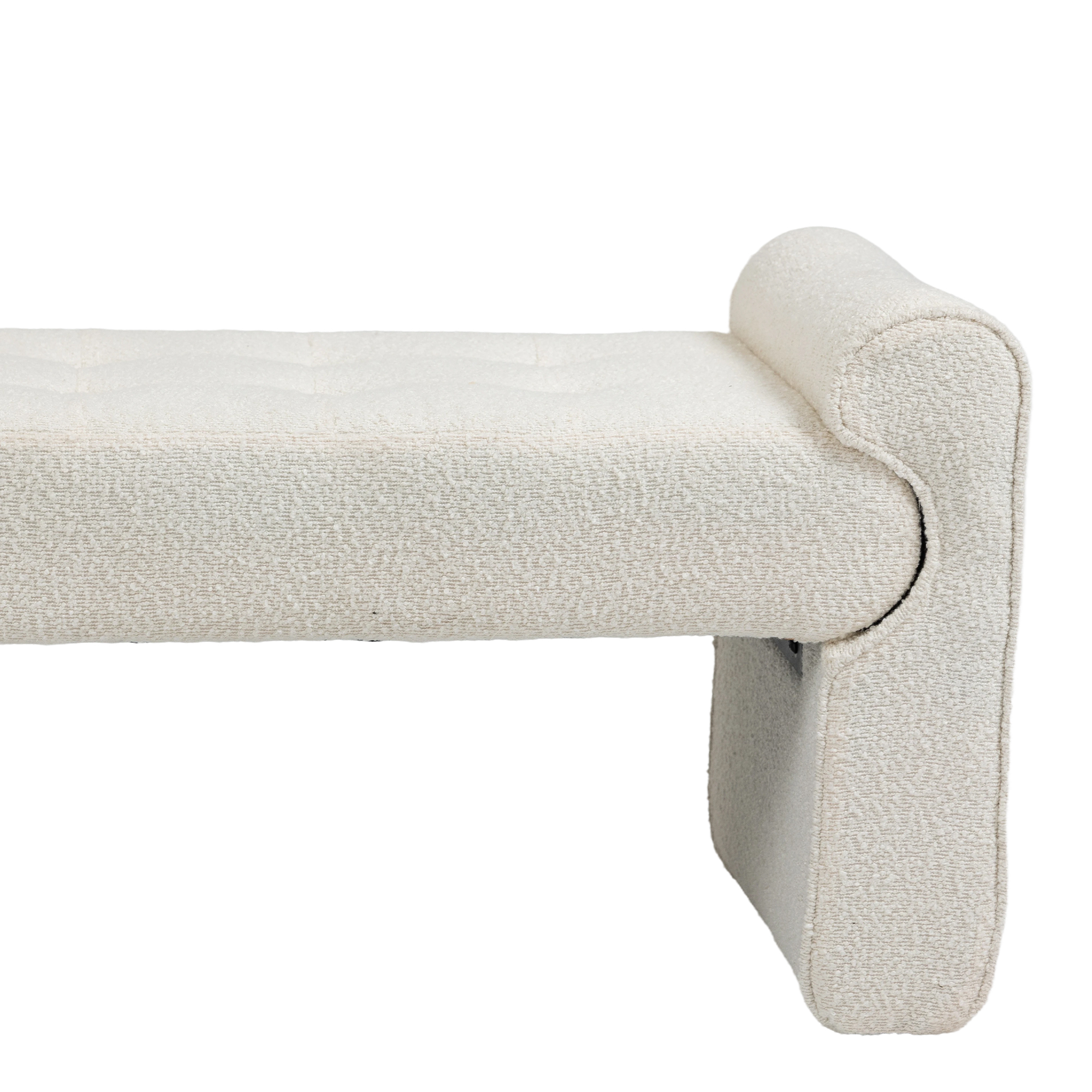 Modern Boucle Upholstered Ottoman Bench, Mid Century Bed Stool, End of Bed, Living Room, Hallway - 1 Pack