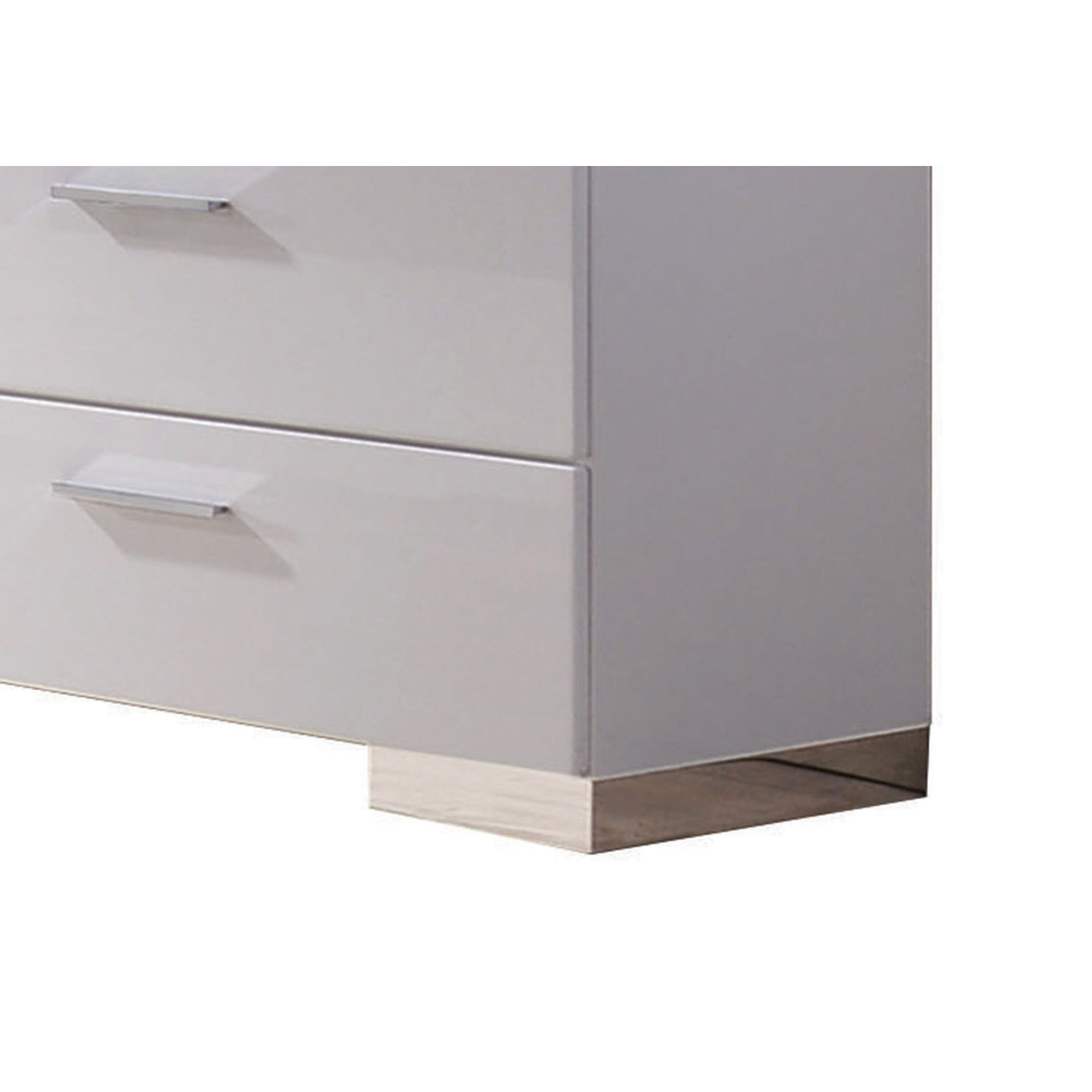 benjara High Gloss Finish Wood and Metal Dresser with 6 Spacious Drawers,White