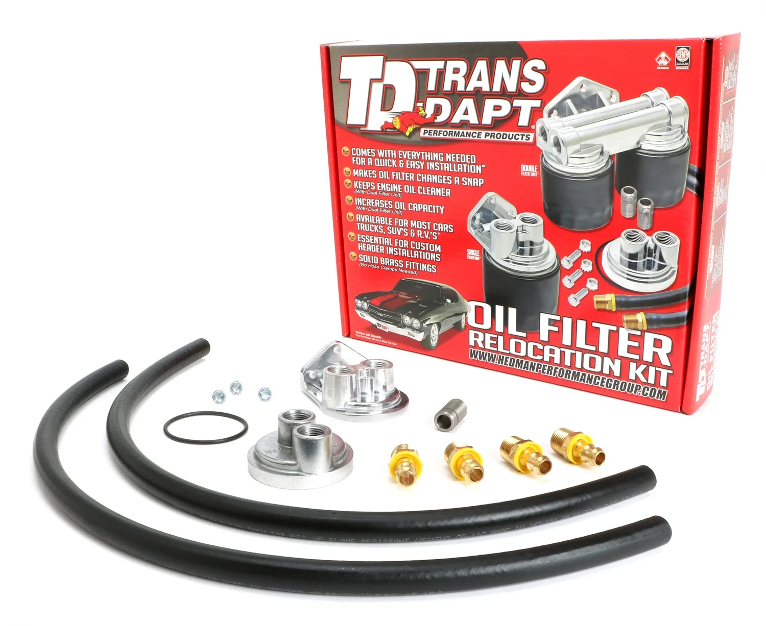 Trans-Dapt Performance Products 1122 Single Oil Filter Relocation Kit Fits select: 2001-2019 CHEVROLET SILVERADO, 2001-2019 GMC SIERRA