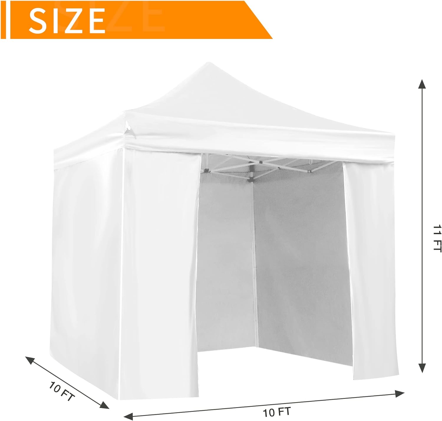 KEERDAO 10'x10' Instant Canopy Tent - Commercial Pop Up Booth Canopies with 3 Full Sidewall & 1 Half Walls & Additional Roller Bag and Sand Bags, Outdoor Gazebo Tent Easy Set Up, White