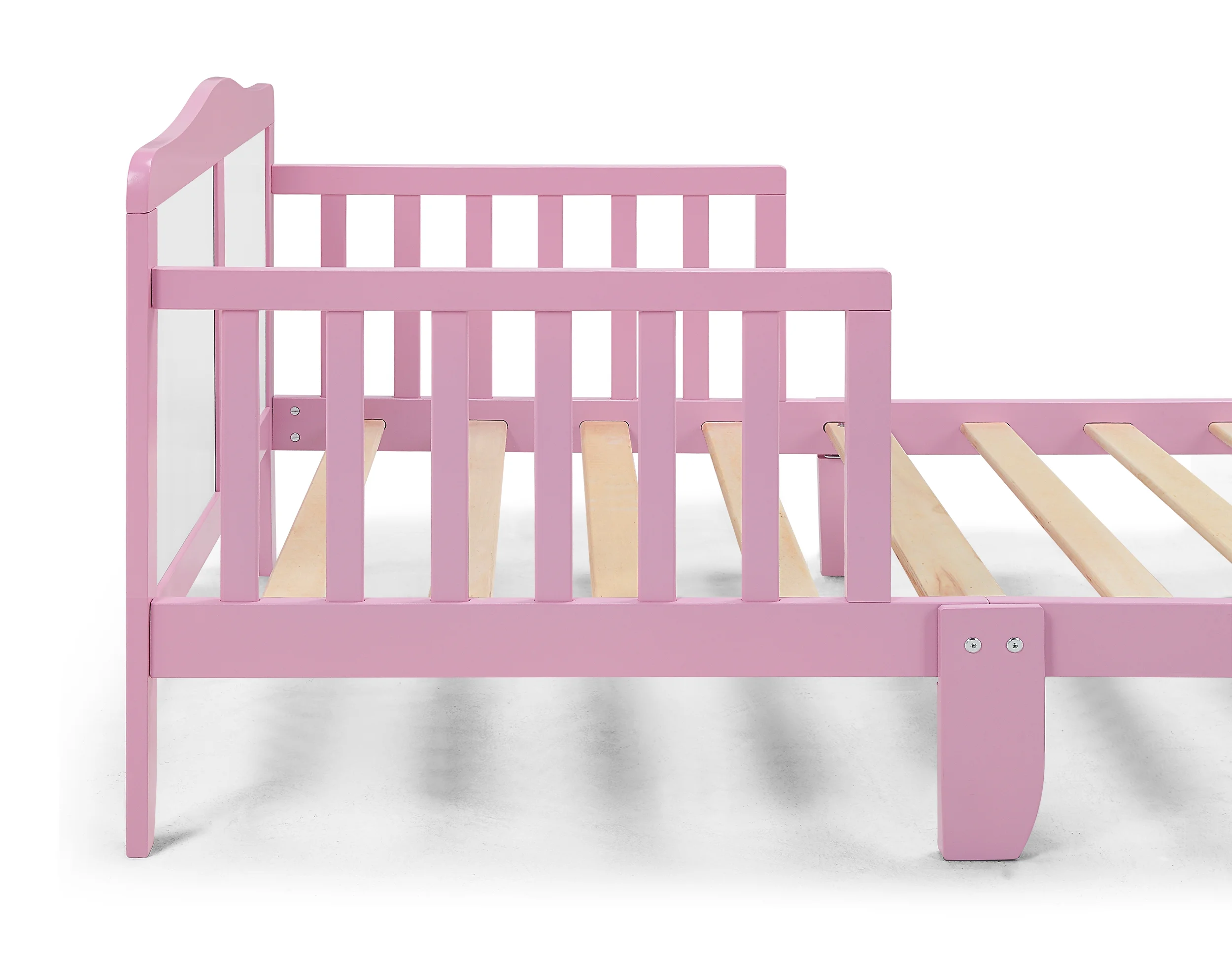 Olive & Opie Birdie Toddler Bed, Dark Pink/White Finish
