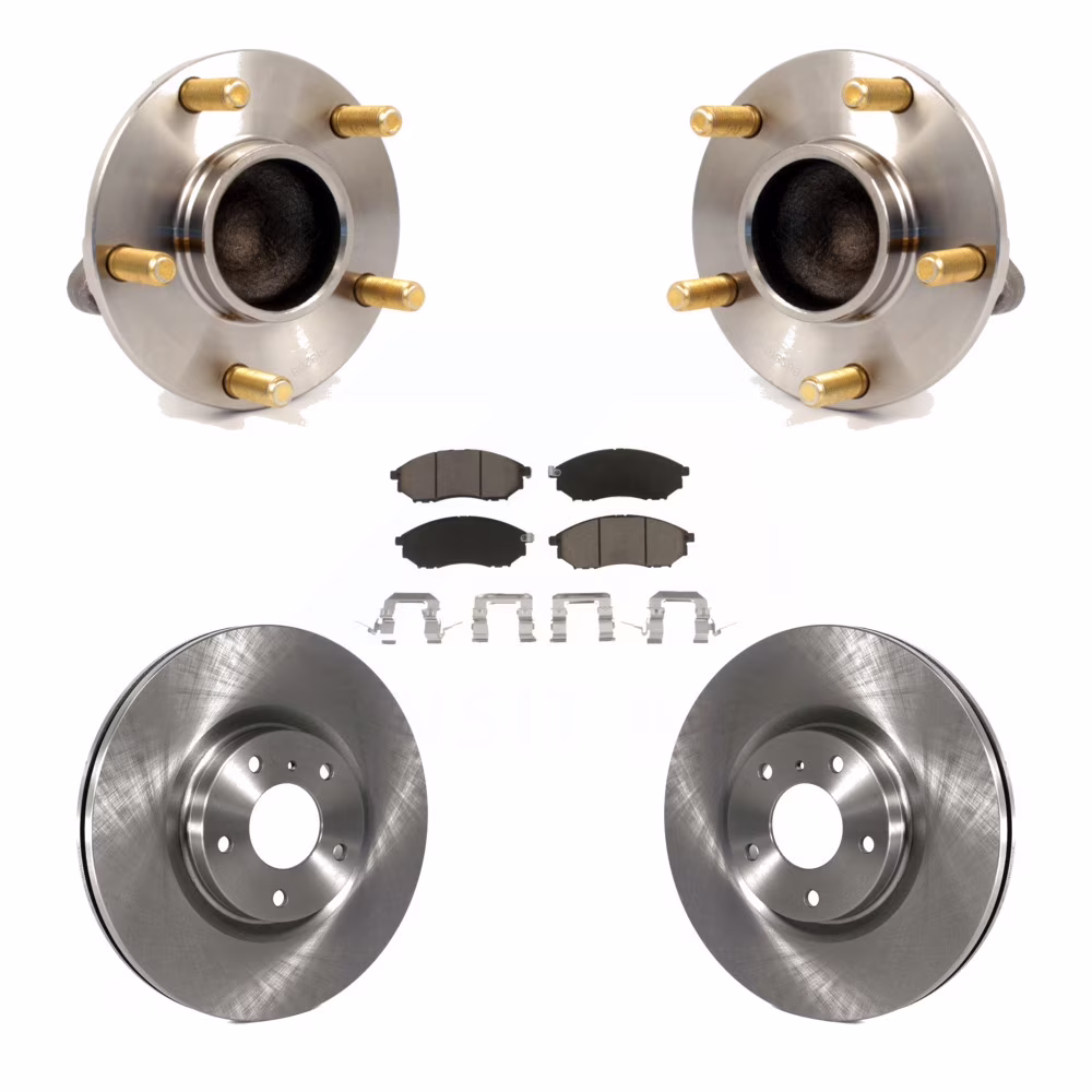 Transit Auto - Front Hub Bearing Assembly With Disc Brake Rotors And Ceramic Pads Kit For INFINITI G35 Nissan 350Z KBB-122270
