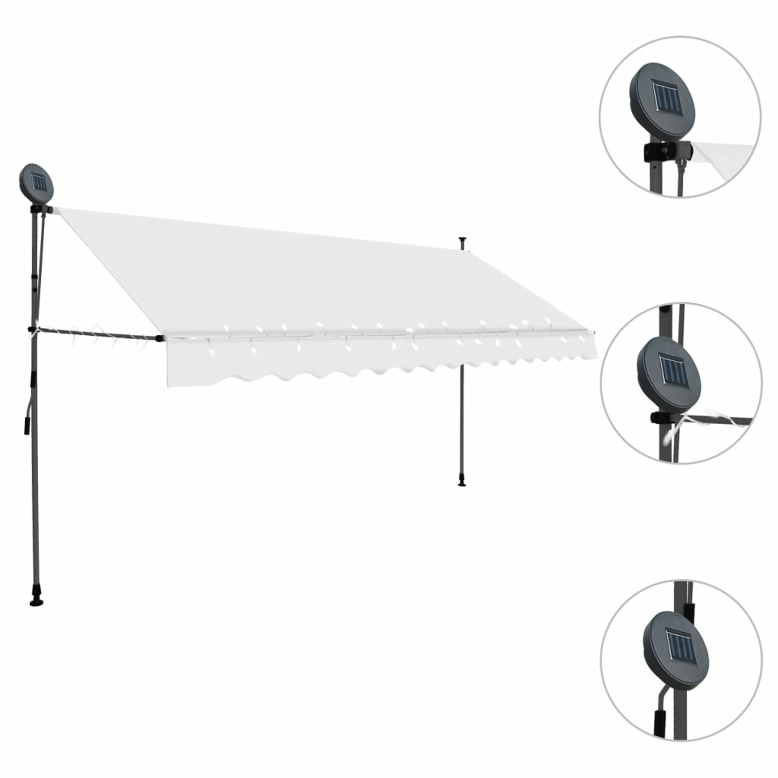 Andoer Manual Retractable Awning with LED 157.5