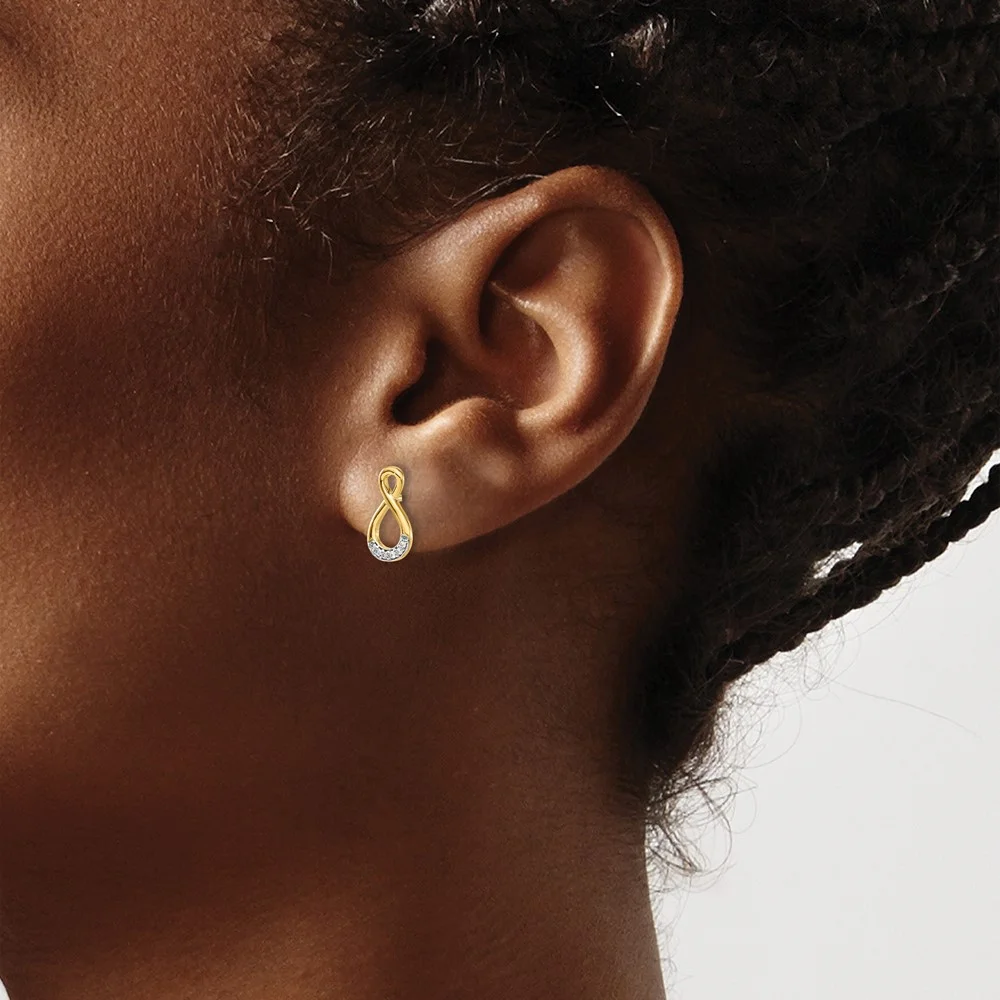 14k and Rhodium Diamond Twisted Post Earrings QEM5515-005-YA