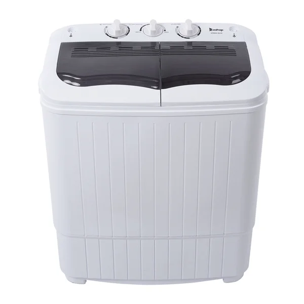 Fithood ZOKOP Compact Twin Tub with Built-in Drain Pump XPB35-ZK35 14.3(7.7 6.6)lbs Semi-automatic Gray Cover Washing Machine