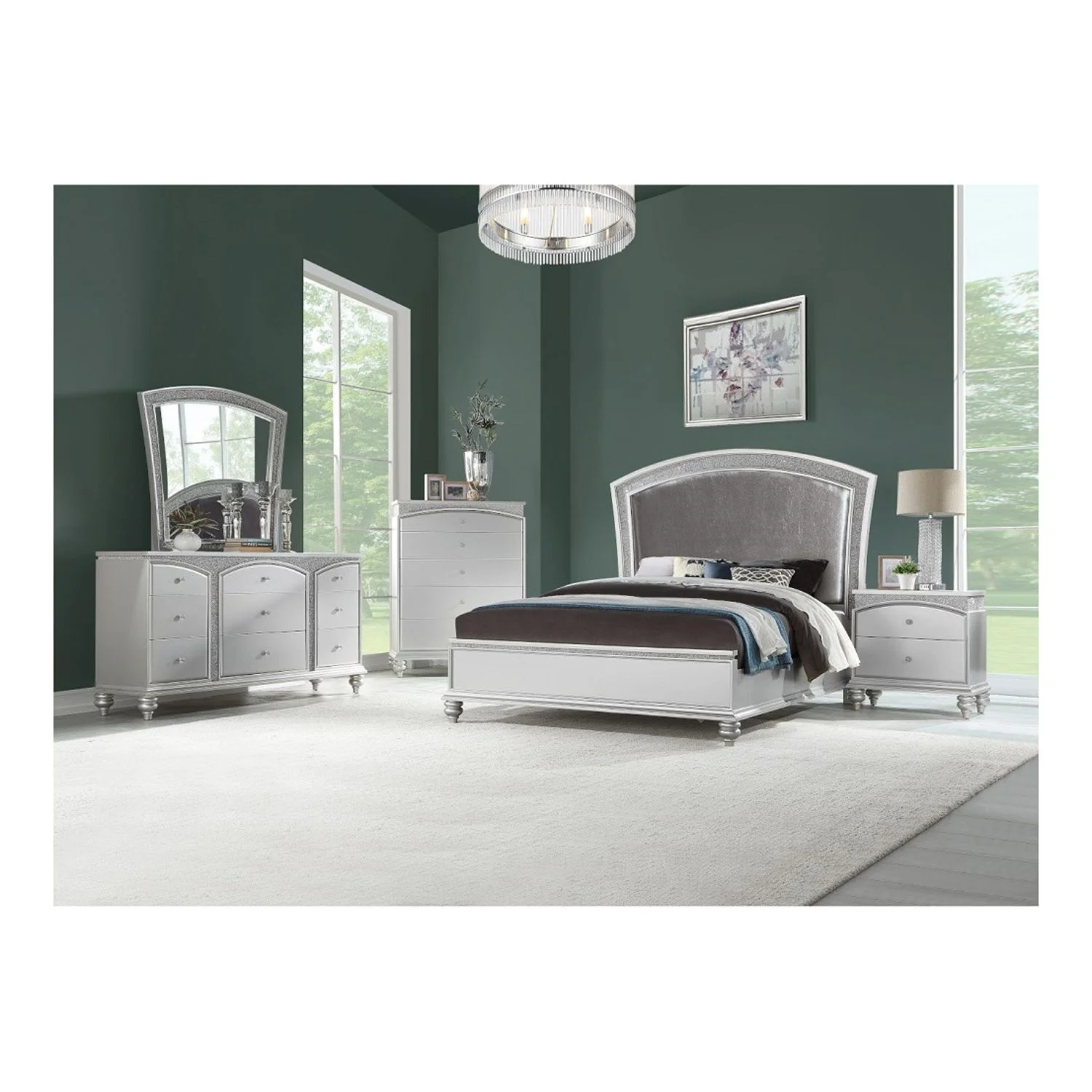 ACME Maverick 5-Drawer Wooden Chest in White Platinum