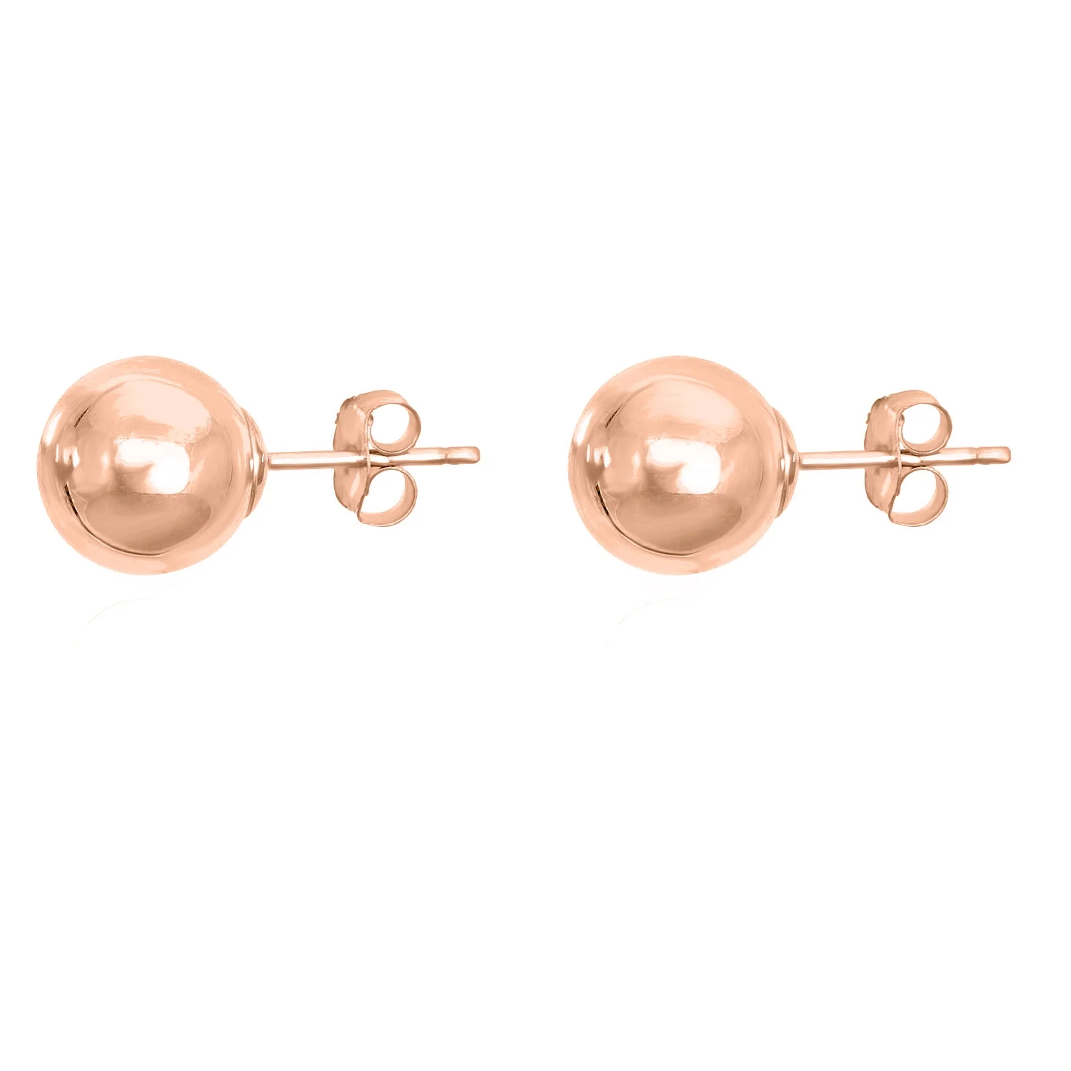 AVORA 10K Rose Gold 8mm Polished Ball Stud Earrings