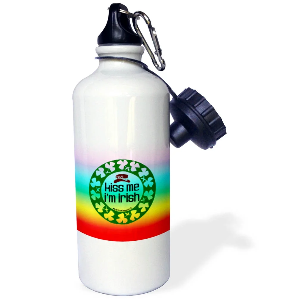 Kiss Me Im Irish on Rainbow 21 oz Sports Water Bottle wb-12406-1