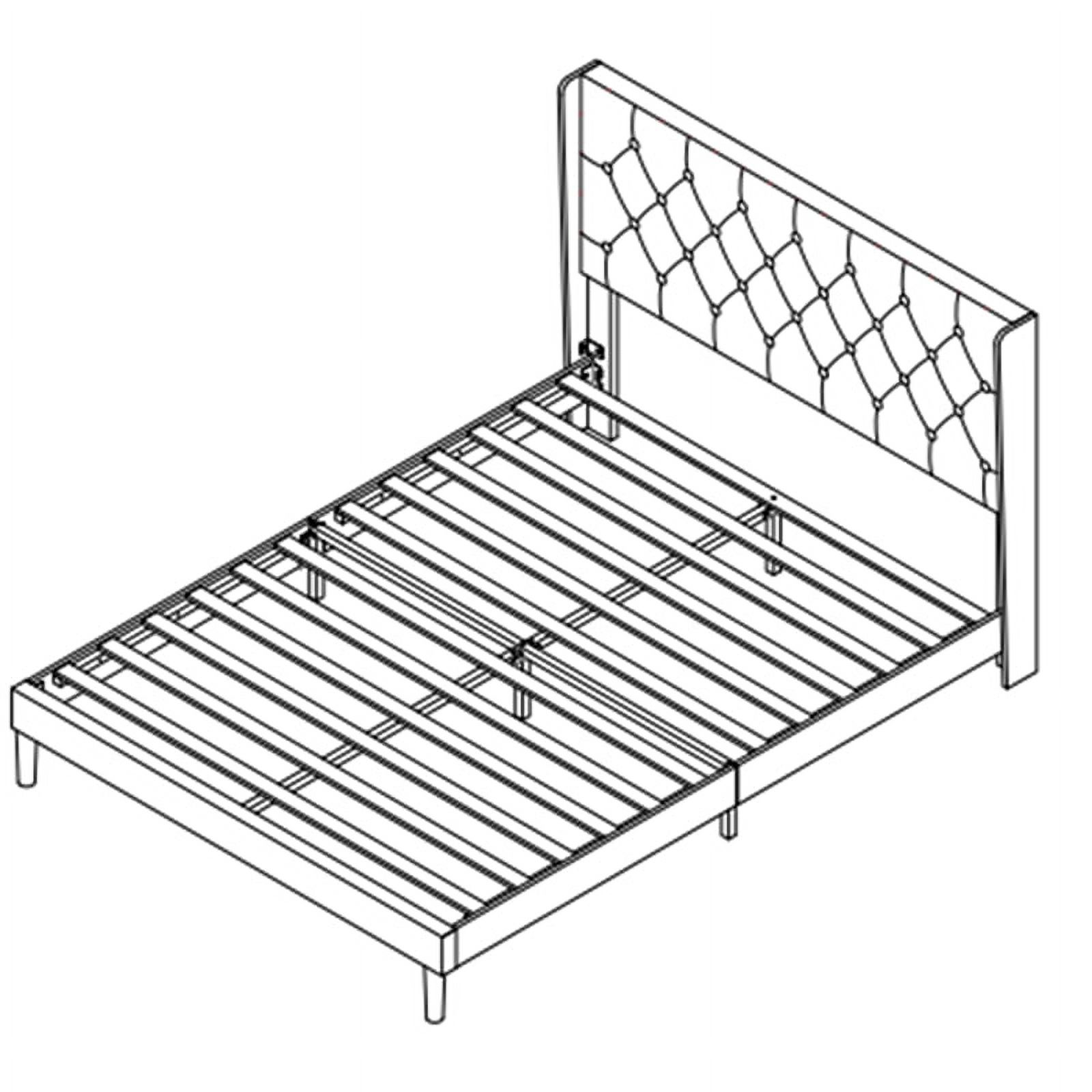 Full Size Bed Frame, Upholstered Platform Bed with Adjustable Headboard, Contemporary, Diamond Tufted, Noise Free, No Box Spring Required, Wooden Slats, Easy Assembly, , Dark Gray